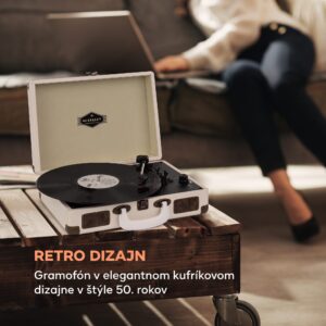 Auna Nostalgy by Peggy Sue retro gramofón platne USB AUX krémová/vzhľad mosadze
