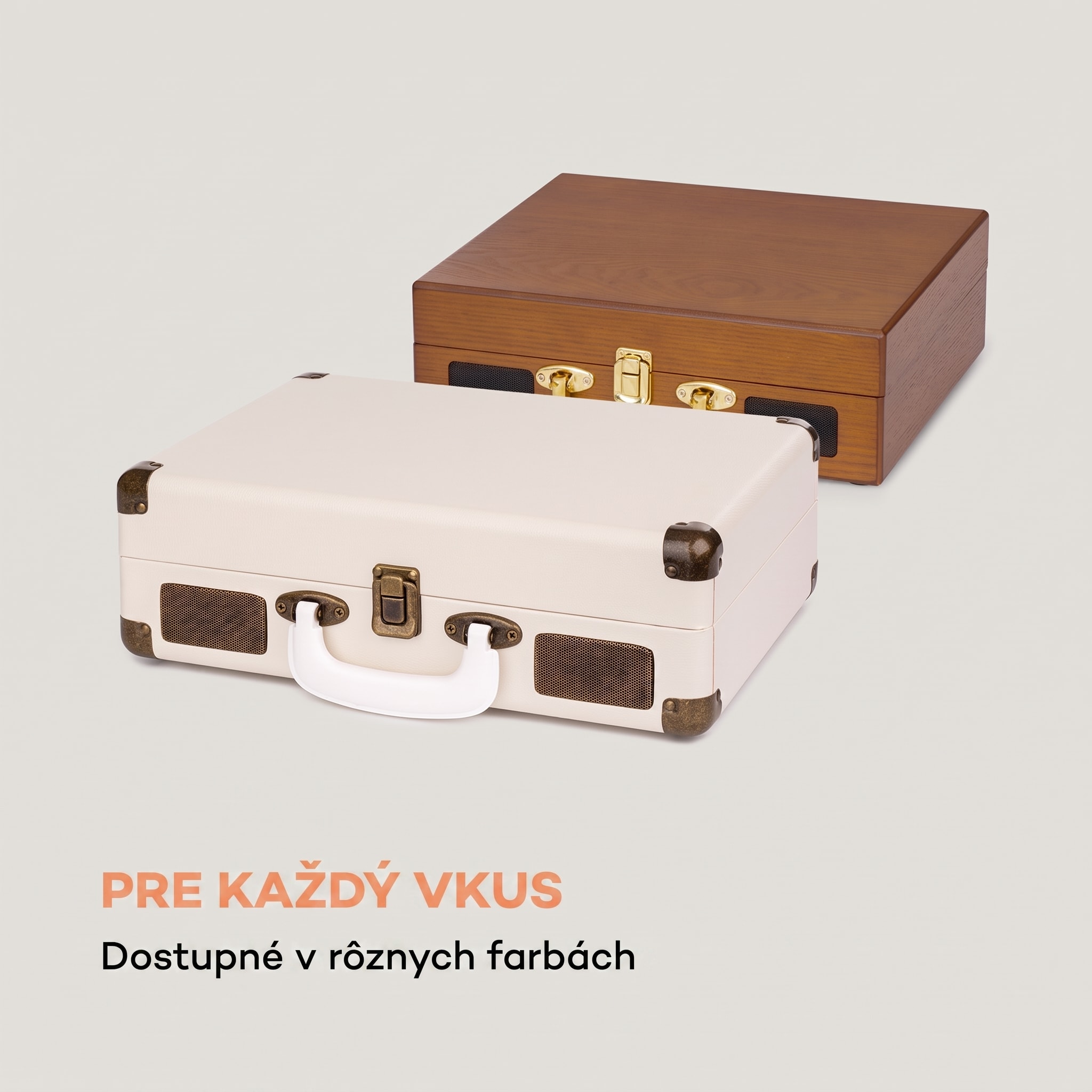 Auna Nostalgy by Peggy Sue retro gramofón platne USB AUX krémová/vzhľad mosadze – Obrázok 4