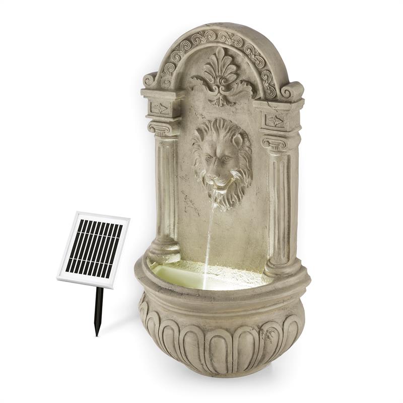Blumfeldt Löwenstein, nástenná fontána, záhradná, solárny panel, 2 W, LED, polyresín, vzhľad kameňa – Obrázok 4