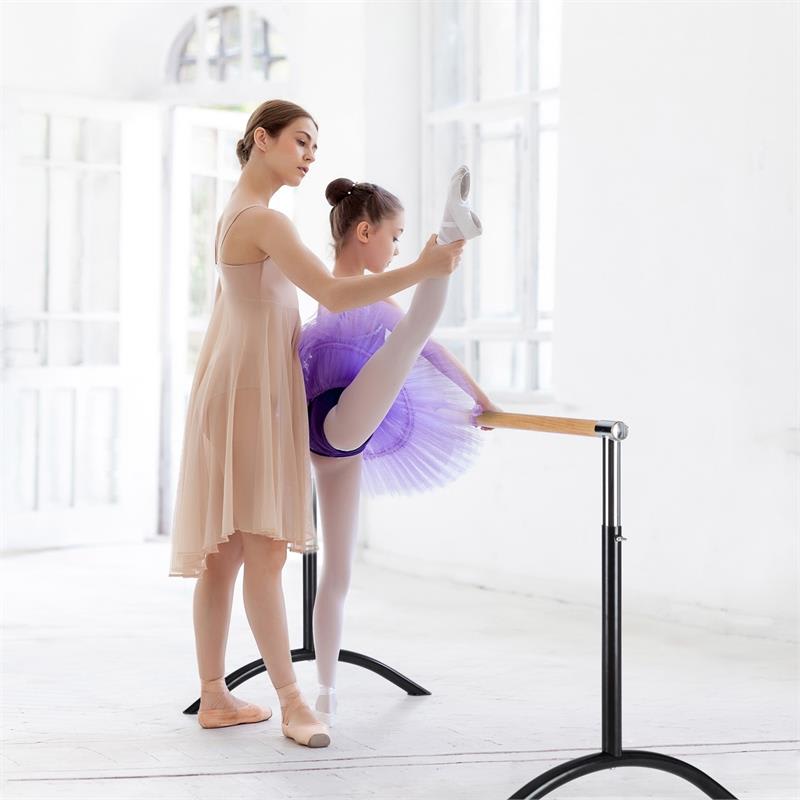 KLARFIT Bar Lerina, čierna, baletná tyč, 110x113 cm, prenosná, výškovo nastaviteľná, oceľ – Obrázok 2