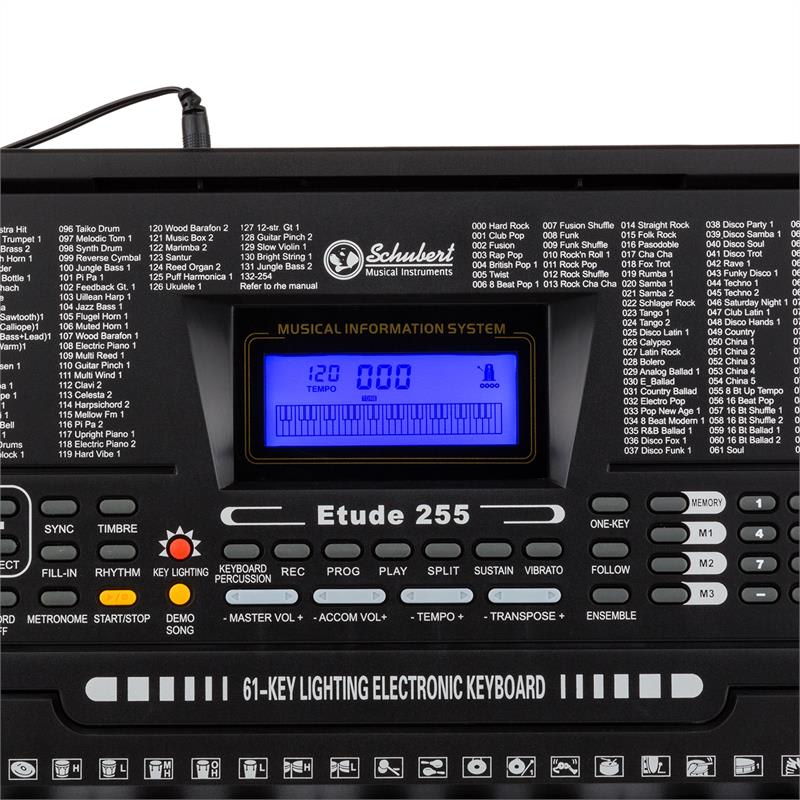 SCHUBERT Etude 225 USB, nácvičný elektronický klavír, 61 klávesov, podsvietené klávesy – Obrázok 3
