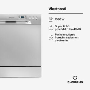 Klarstein Amazonia 8, umývačka riadu, 1620 W, na 8 súprav riadu, energet. trieda F, 49 dB