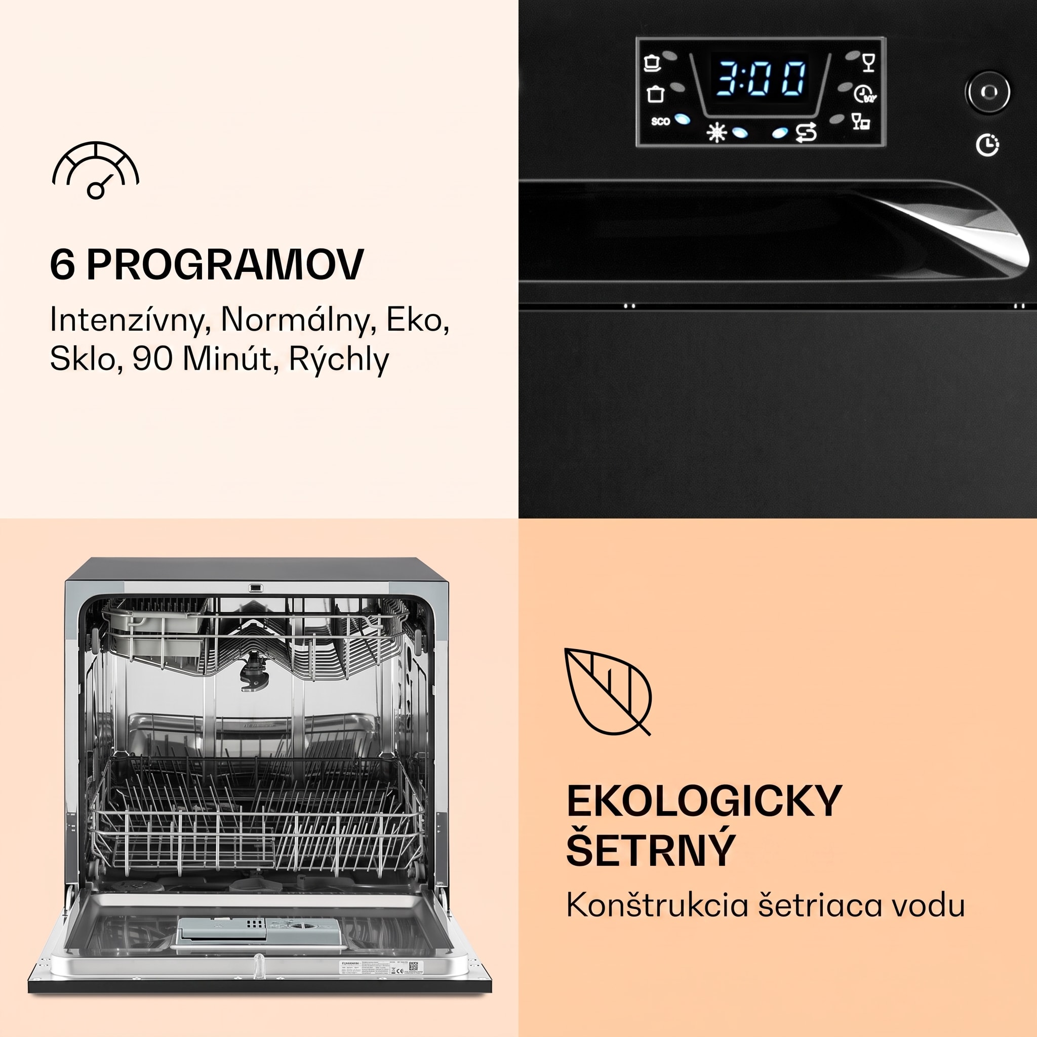 Klarstein Amazonia 8, umývačka riadu, 1620 W, na 8 súprav riadu, energet. trieda F, 49 dB – Obrázok 3