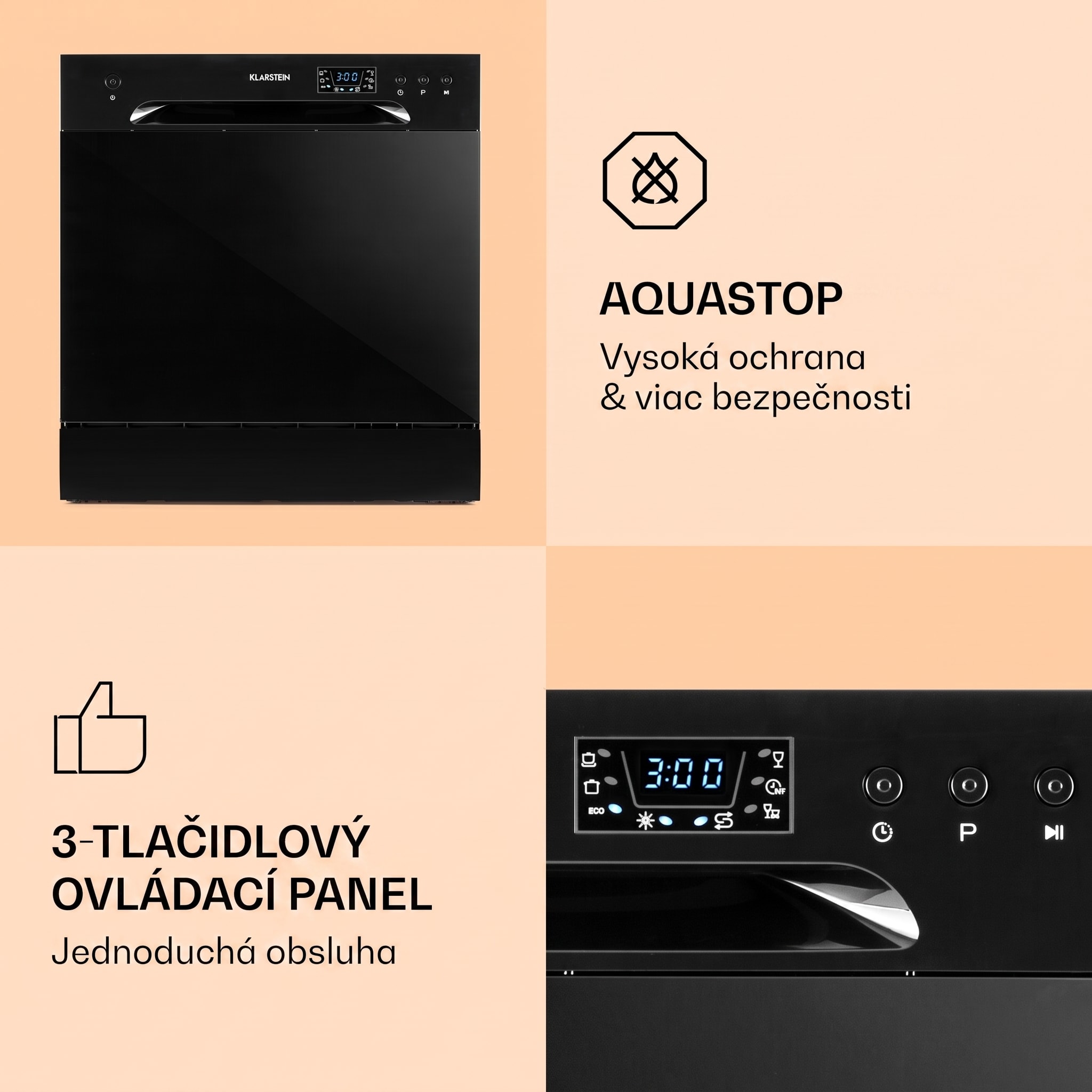 Klarstein Amazonia 8, umývačka riadu, 1620 W, na 8 súprav riadu, energet. trieda F, 49 dB – Obrázok 4