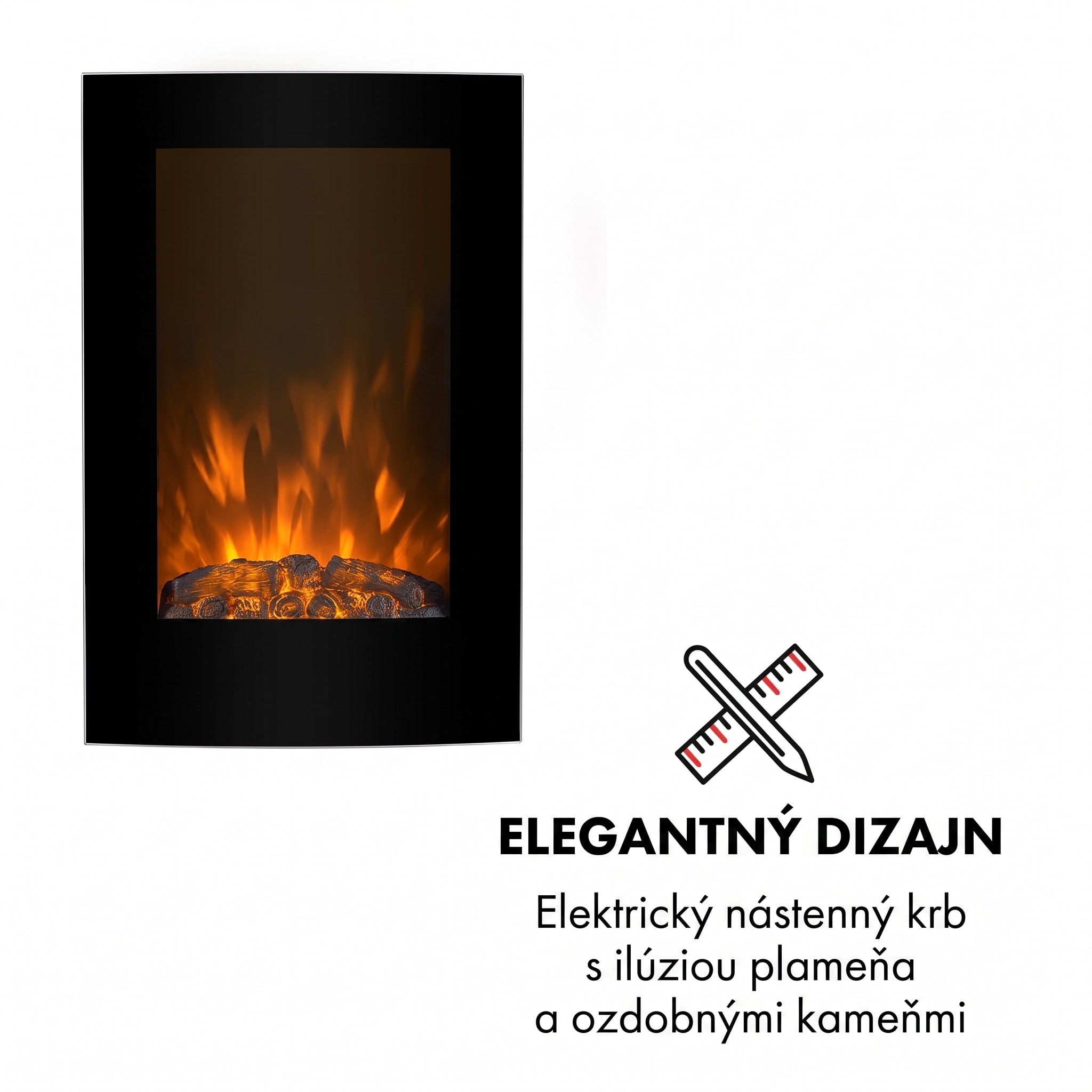 Klarstein Lausanne Vertical, elektrický krb, 2000 W, týždenný časovač, čierny – Obrázok 2