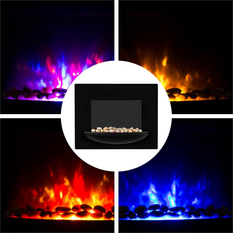 Klarstein Feuerschale, elektrický krb, 1800 W, nástenný, ilúzia plameňov, dekoračné kamene, čierny – Obrázok 2