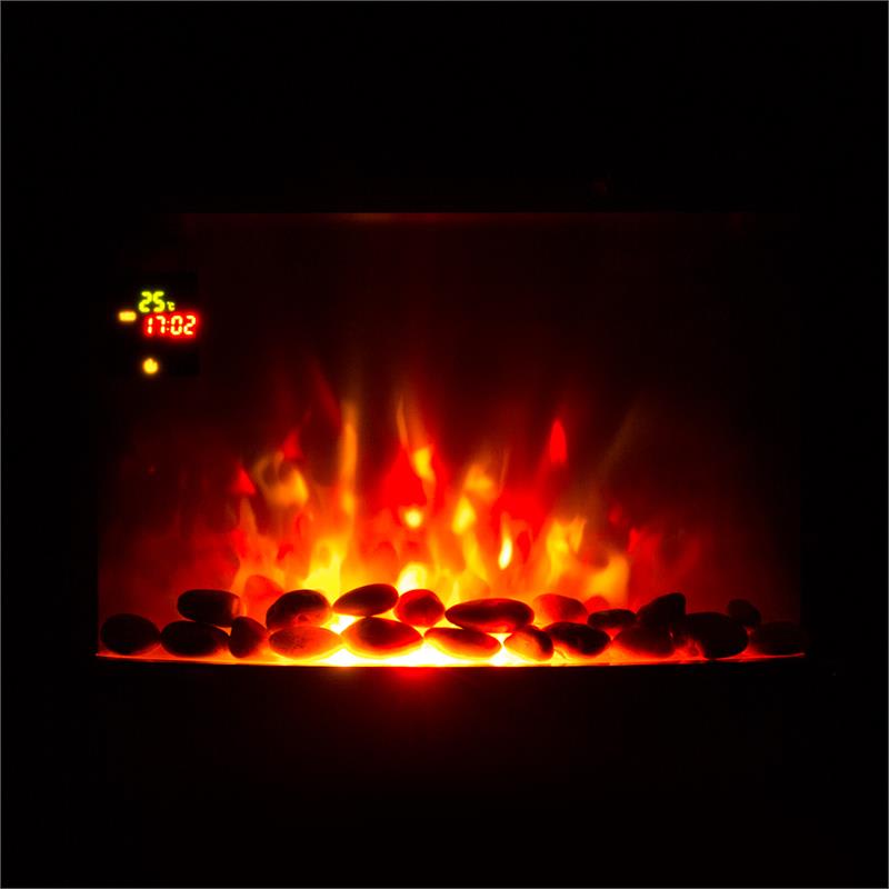 Klarstein Feuerschale, elektrický krb, 1800 W, nástenný, ilúzia plameňov, dekoračné kamene, čierny – Obrázok 3