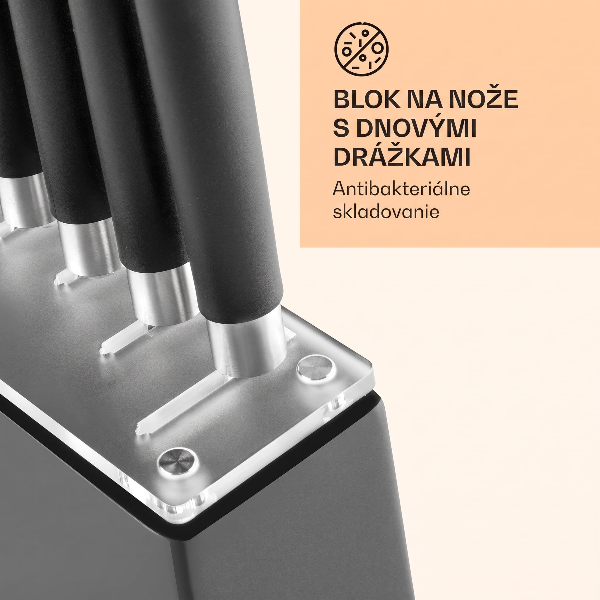 Klarstein Kitano, sada nožov s blokom, 8-dielna, 7 nožov, oceľ, luxusný drevený blok – Obrázok 4