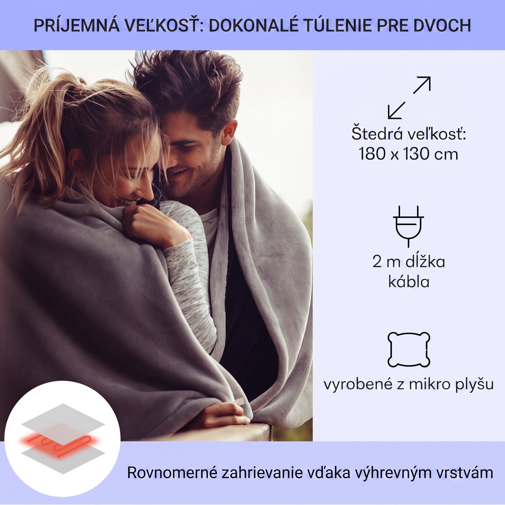 Klarstein Dr. Watson XL, vyhrievacia deka, 120 W, 180 x 130 cm, prateľná, mikroplyš, vínová – Obrázok 4
