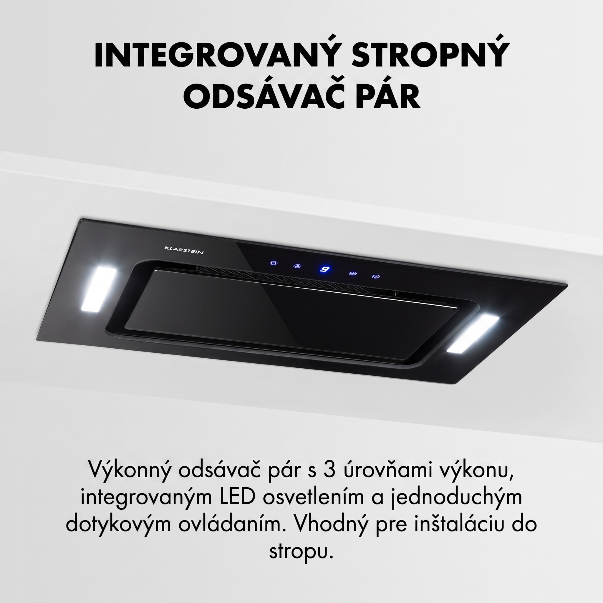 Klarstein Hektor, digestor, 52 cm, vstavaný, 467 m³/h, LED, dotykové ovládanie, sklo, čierny – Obrázok 2