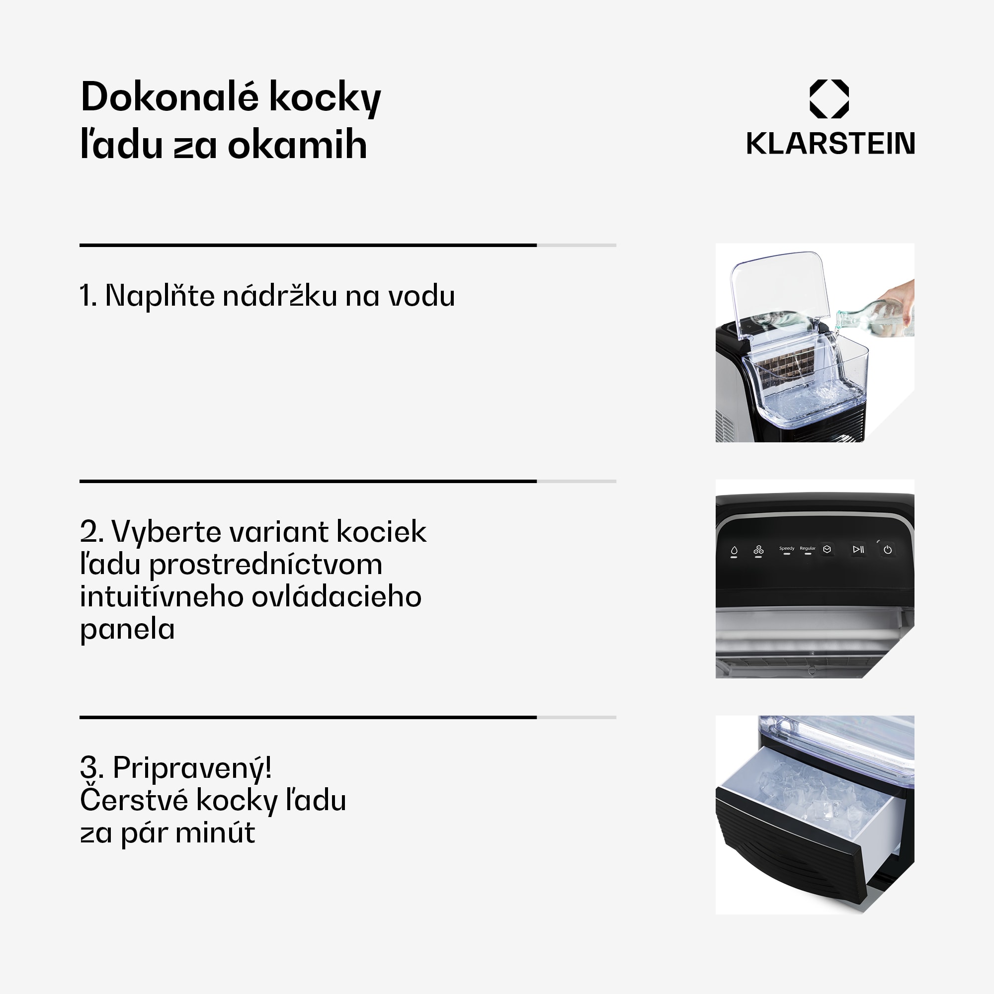 Klarstein Kristall ľadovač na ľadové kryštály 2 veľkosti 2,5l nádrž na vodu – Obrázok 4
