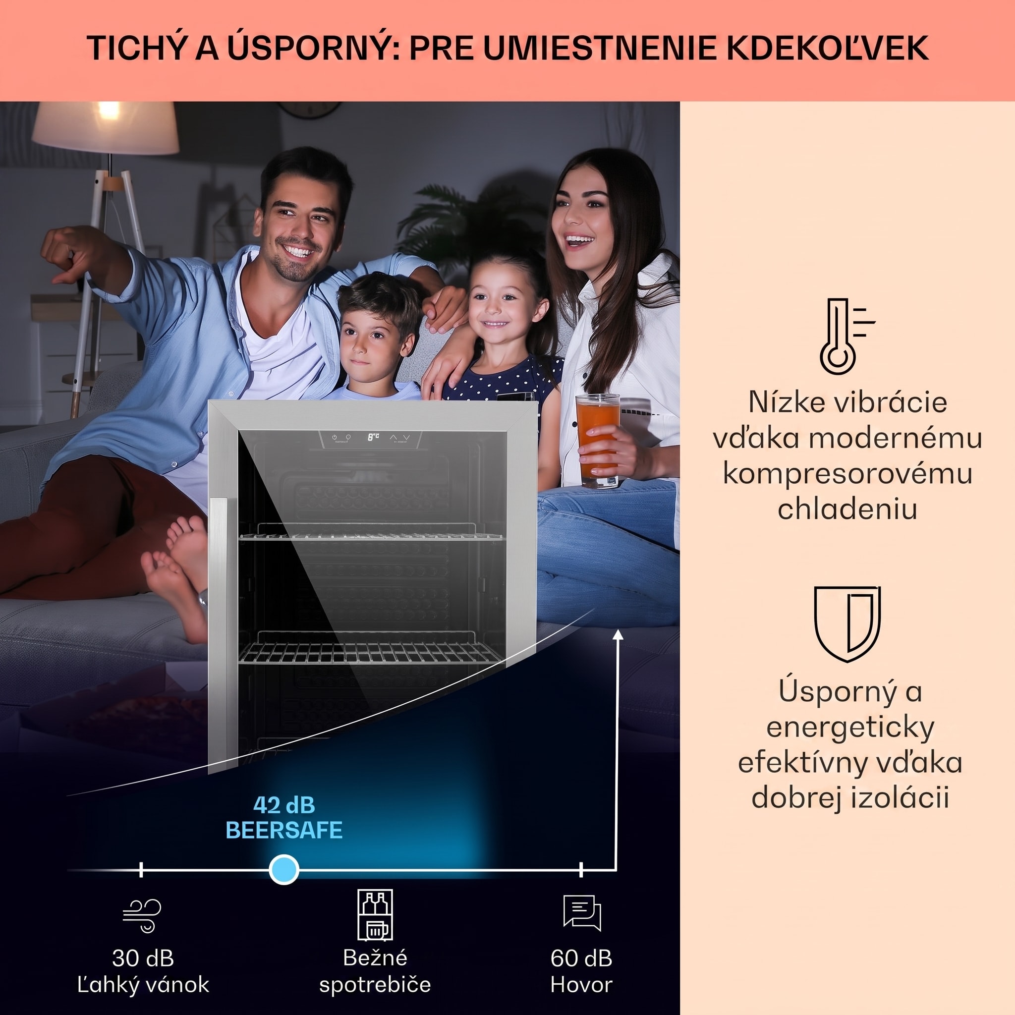 Klarstein Beersafe 4XL, chladnička, 124 l, 0-10°C, sklo, energet. trieda G, nehrdzavejúca oceľ – Obrázok 2