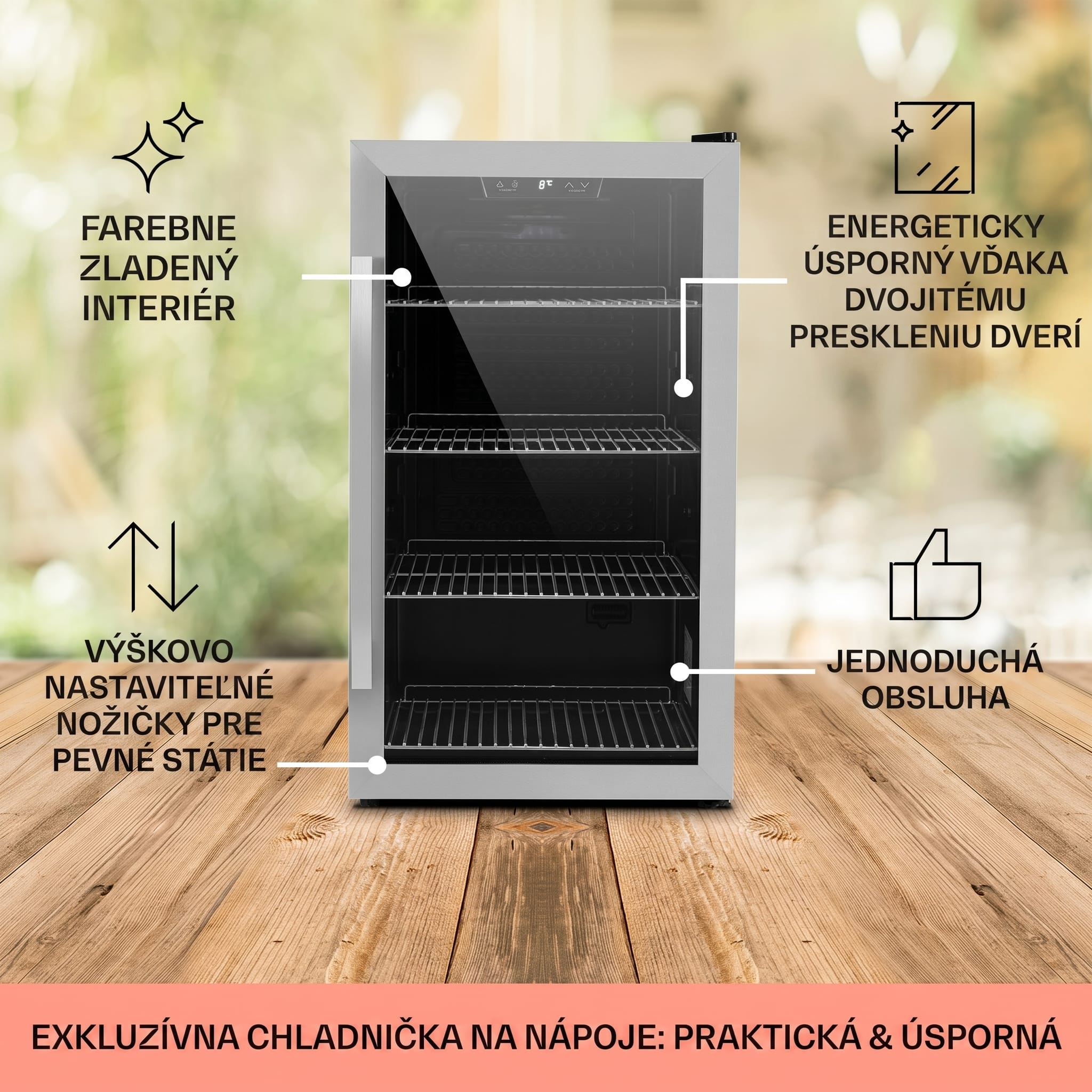 Klarstein Beersafe 4XL, chladnička, 124 l, 0-10°C, sklo, energet. trieda G, nehrdzavejúca oceľ – Obrázok 4
