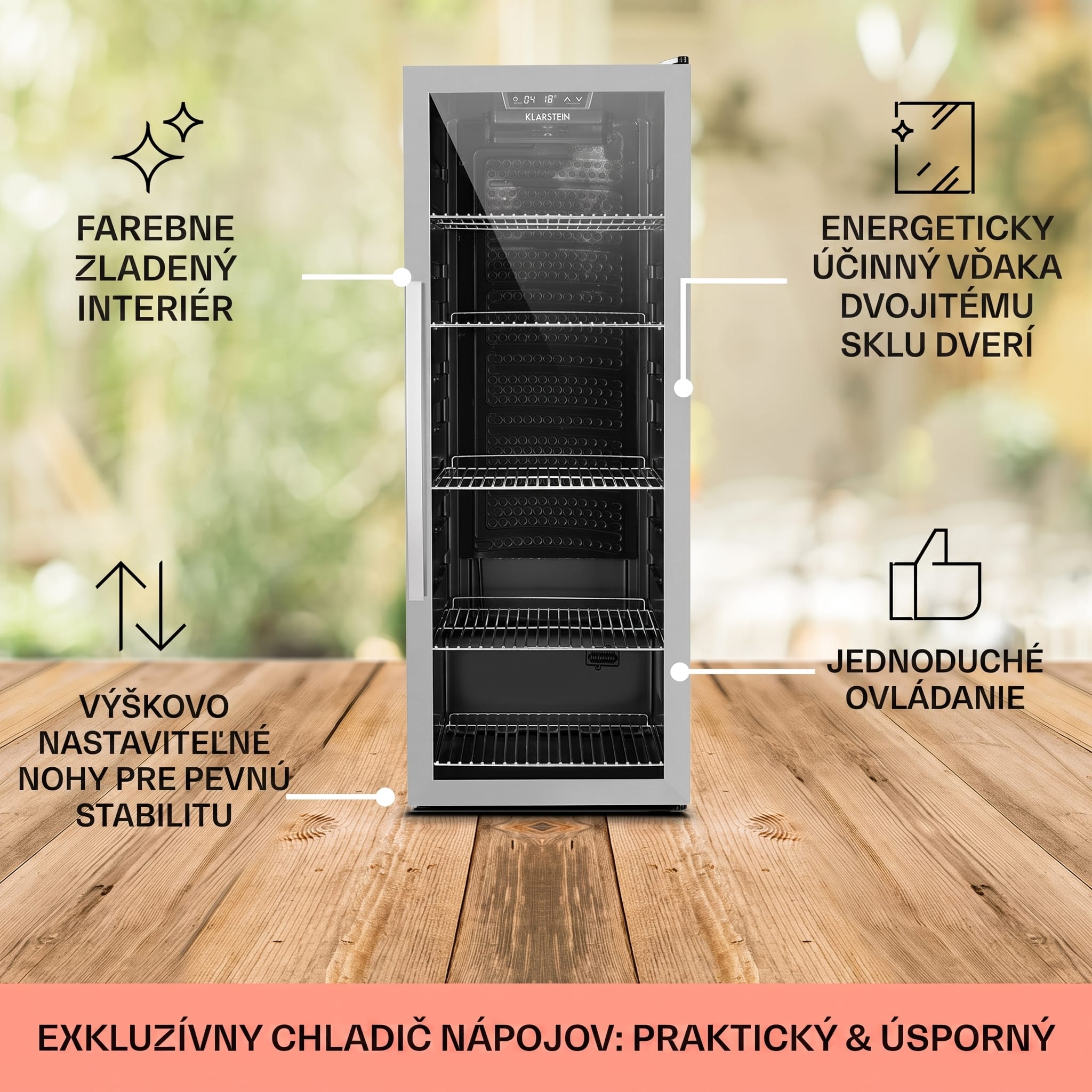 Klarstein Beersafe 6XL, chladnička na nápoje, 171 l, 0-10°C, sklo, energet. trieda G, nehrdzavejúca oceľ – Obrázok 2