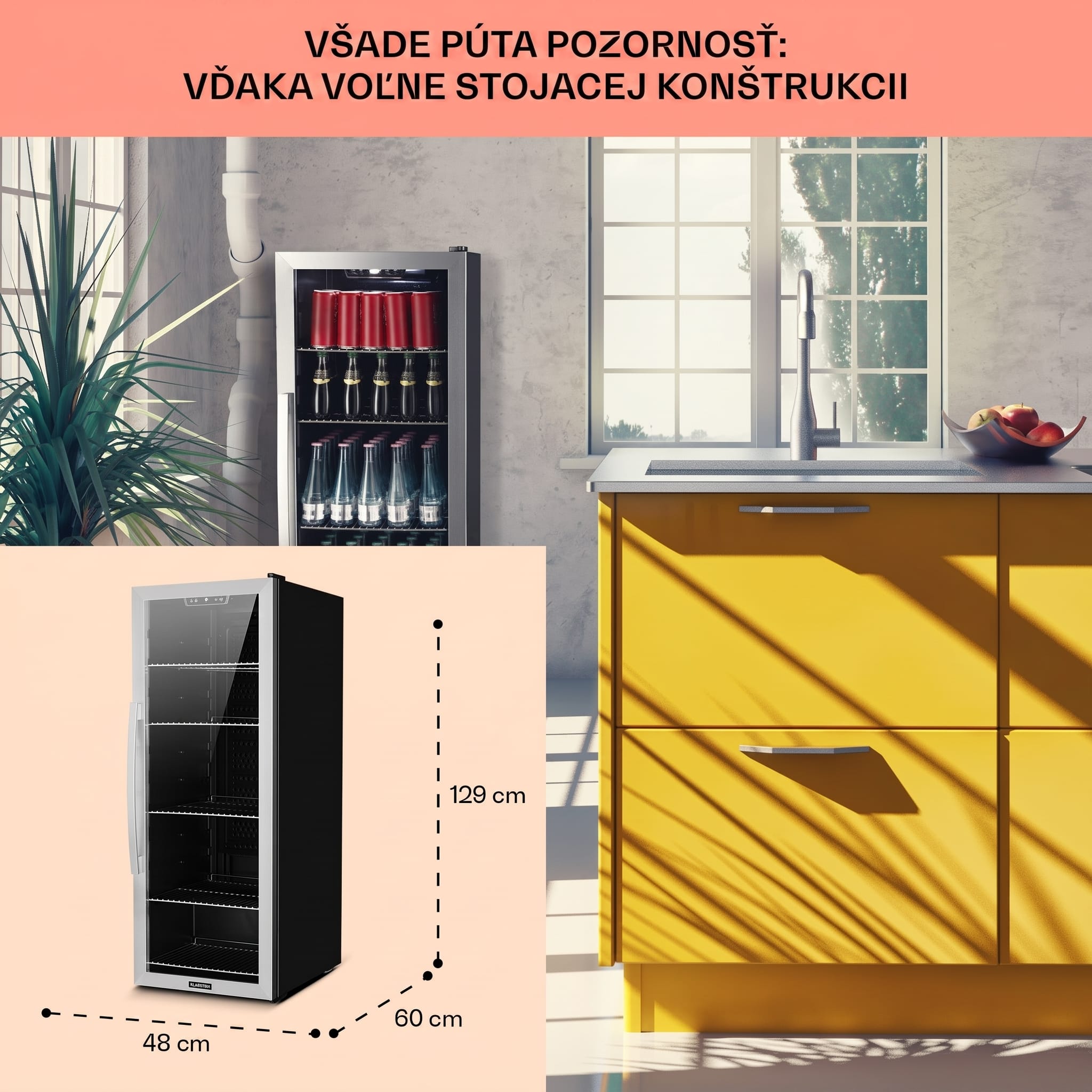 Klarstein Beersafe 6XL, chladnička na nápoje, 171 l, 0-10°C, sklo, energet. trieda G, nehrdzavejúca oceľ – Obrázok 3