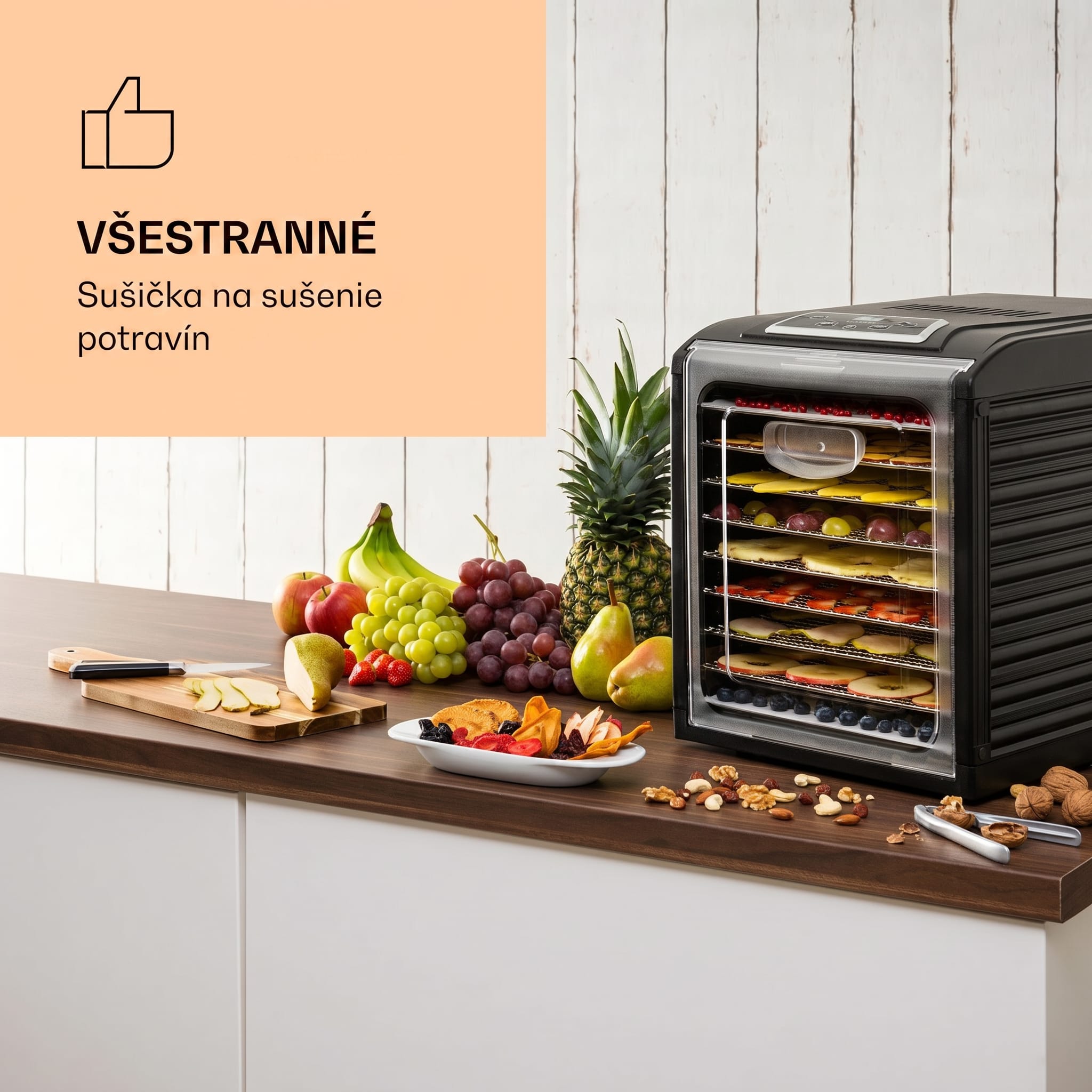 Klarstein Fruit Jerky Plus 9, sušička ovocia, 600-700 W, 35-70 °C, časovač, 9 poschodí
