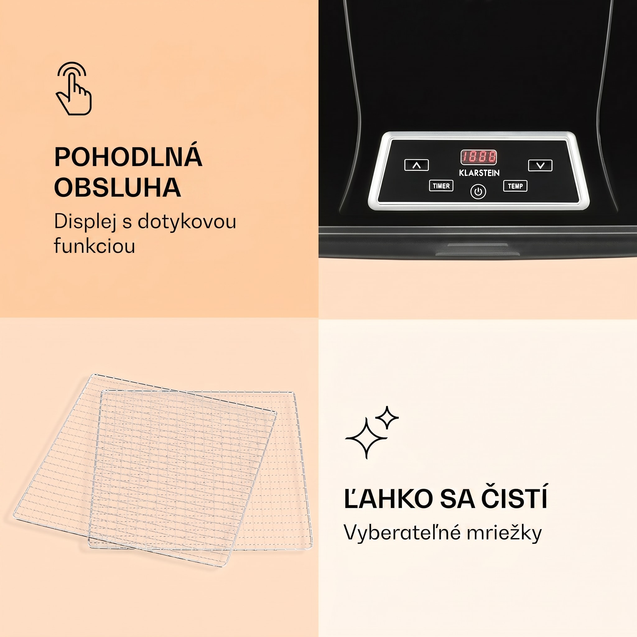 Klarstein Fruit Jerky Plus 9, sušička ovocia, 600-700 W, 35-70 °C, časovač, 9 poschodí – Obrázok 3