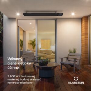 Blumfeldt Cosmic Beam Plus, infračervený terasový ohrievač, 2400 W, diaľkový ovládač, čierny