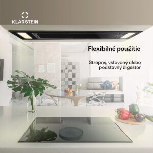 Klarstein Remy, digestor, 90 cm, stropný, 609 m³/h, diaľkové ovládanie, čierny
