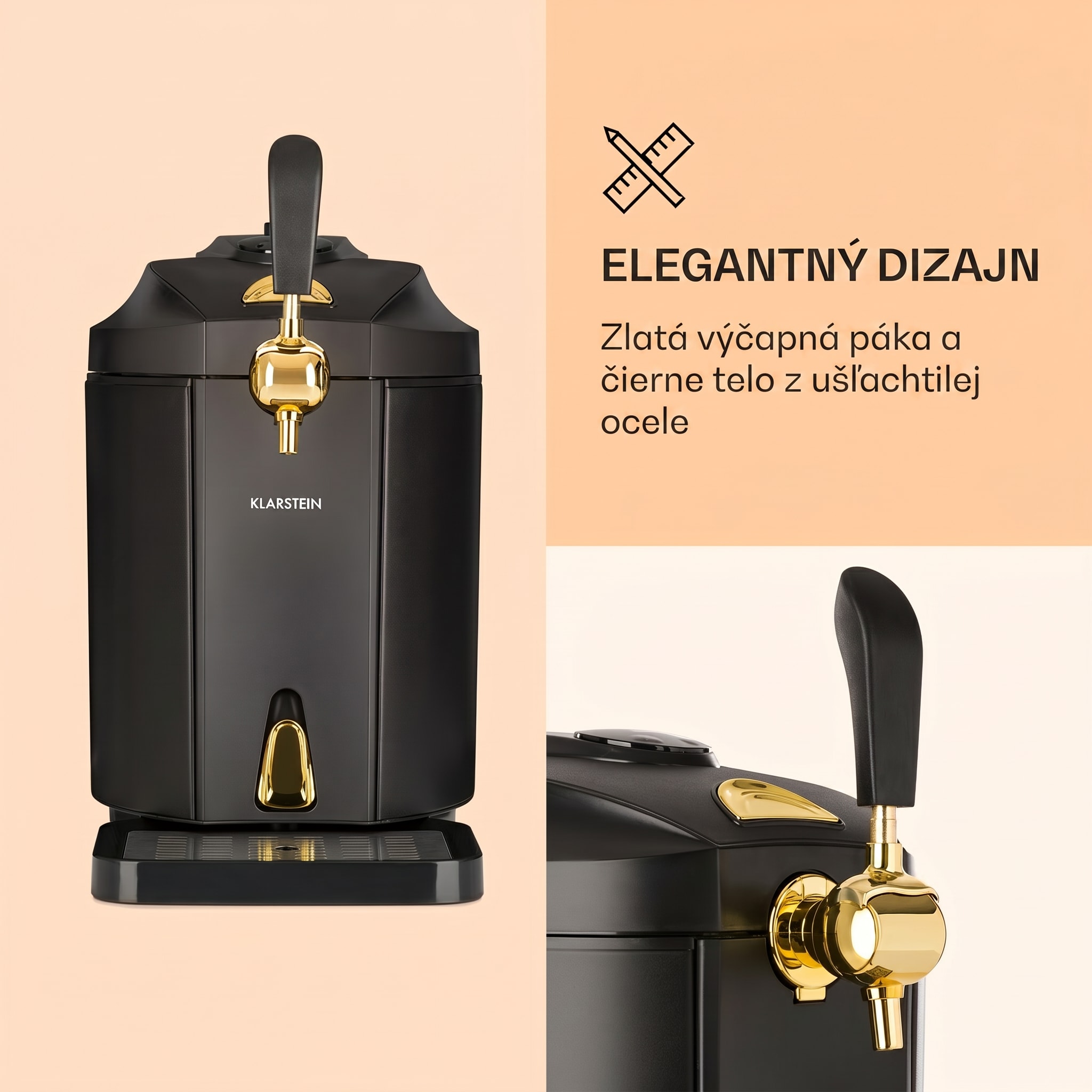 Klarstein Skal, výčapné zariadenie, chladenie piva, 5 l súdok, CO2, nehrdzavejúca oceľ, čierne – Obrázok 2