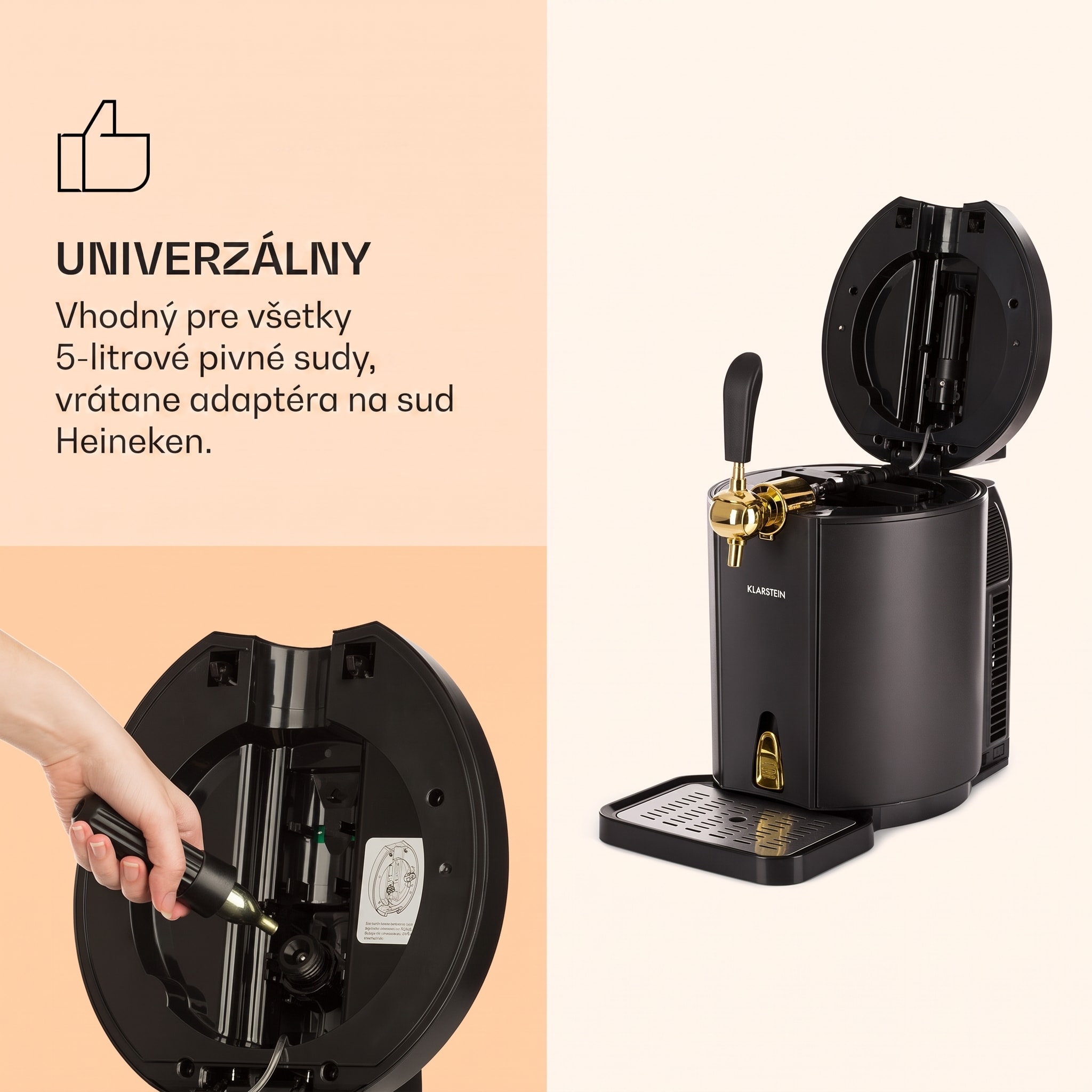 Klarstein Skal, výčapné zariadenie, chladenie piva, 5 l súdok, CO2, nehrdzavejúca oceľ, čierne – Obrázok 3