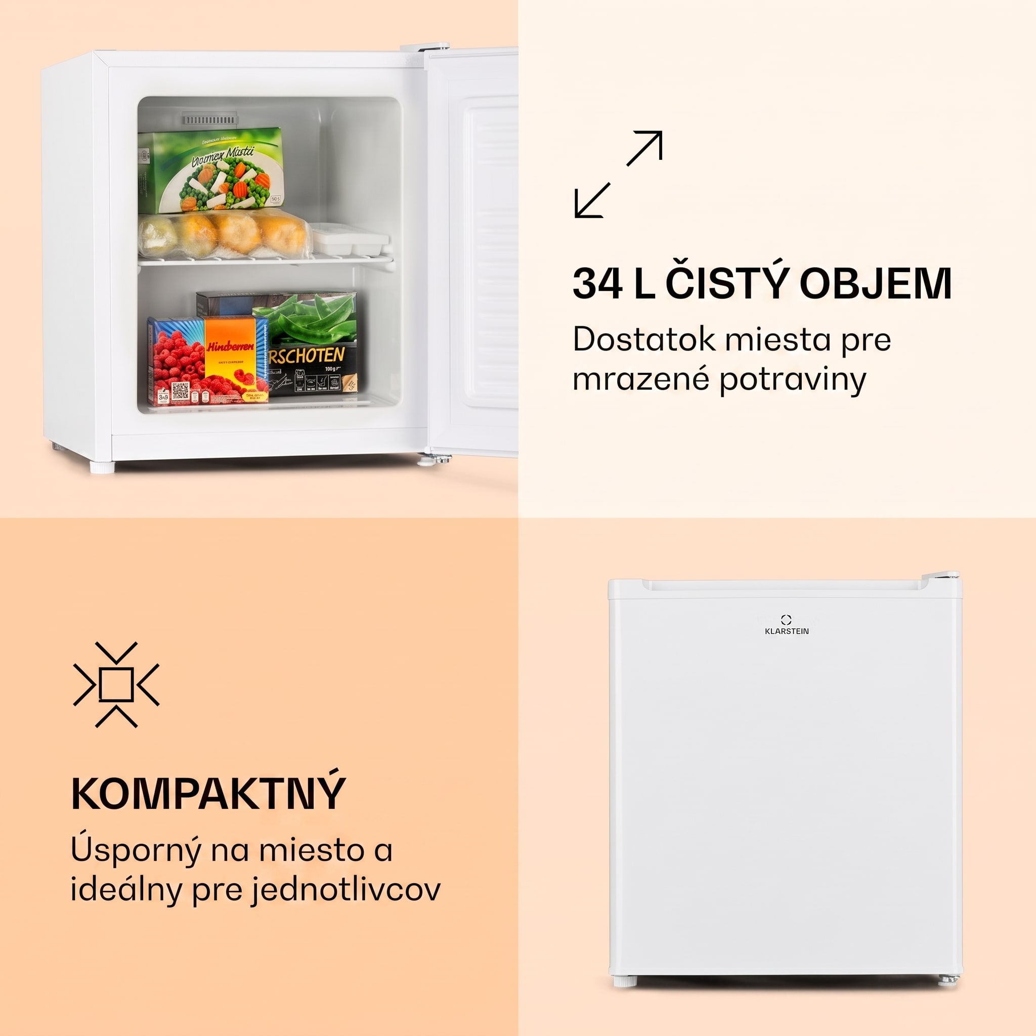 Klarstein Garfield Eco E, mraznička, 33 l, 4 hviezdičky, kompaktná, biela – Obrázok 3