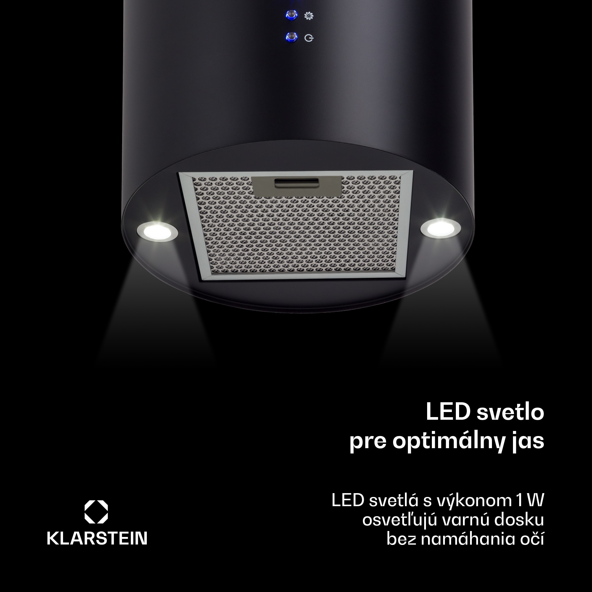 Klarstein Odsávač pár Barett v ostrovnom vyhotovení, Ø35 cm, recirkulačný režim, 522 m³/h, LED osvetlenie, filter s aktívnym uhlím – Obrázok 3