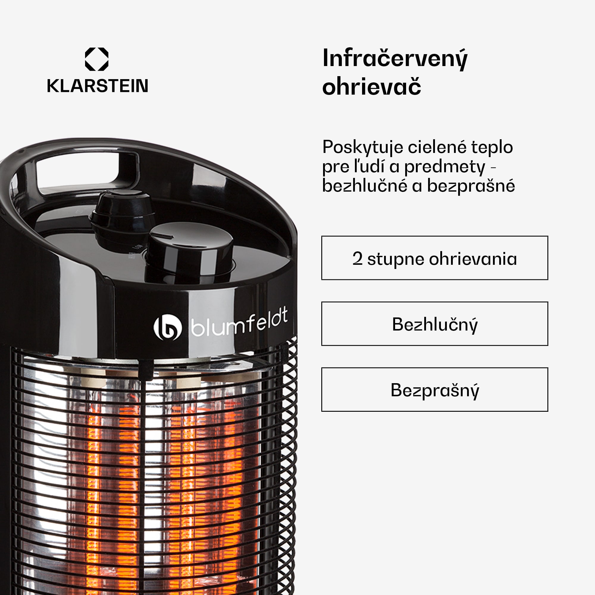 Blumfeldt Heat Guru 360, stojanový ohrievač, 1200/600 W, 2 stupne ohrevu, IPX4, čierny