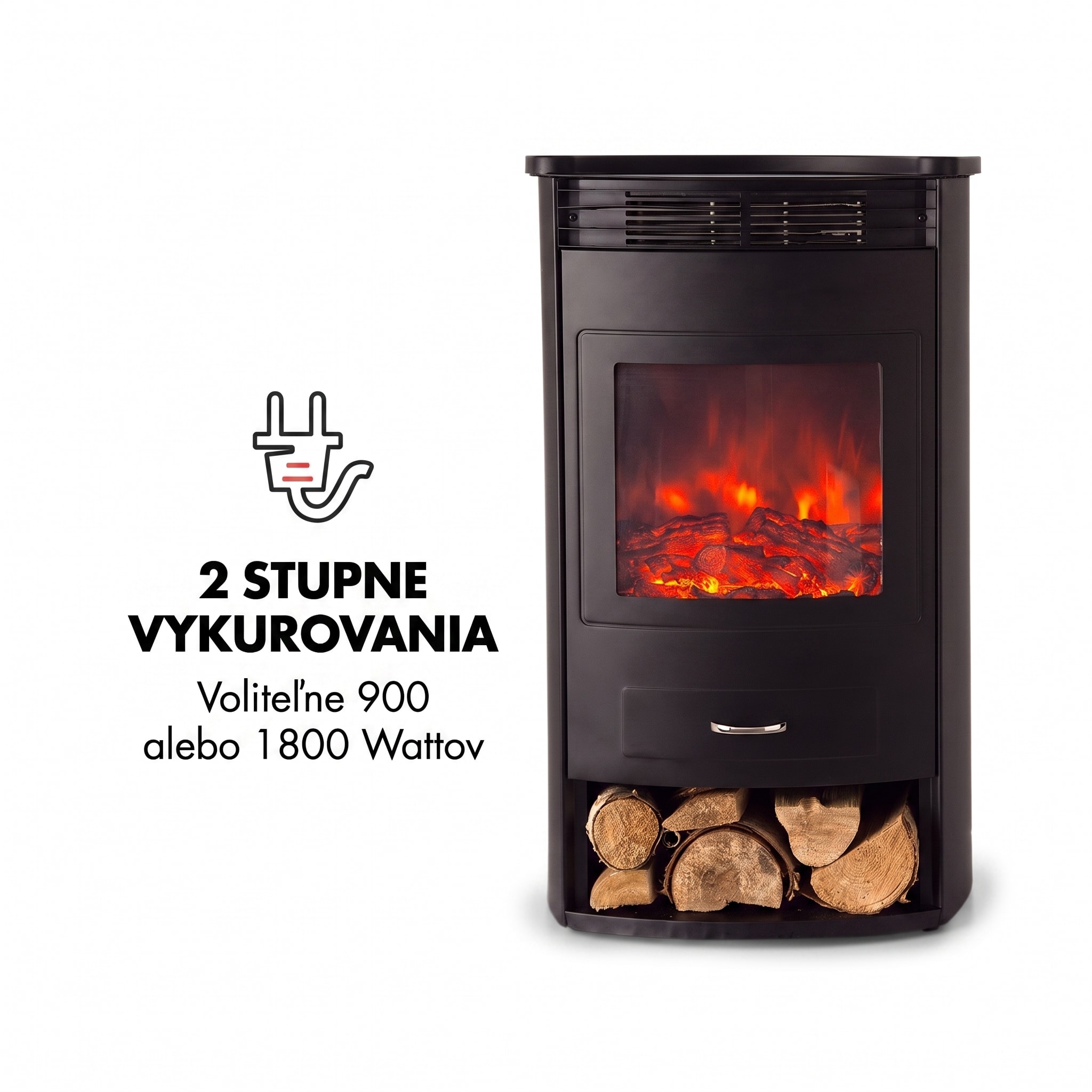 Klarstein Bormio, elektrický krb, 950/1800 W, termostat, týždenný časovač, čierny – Obrázok 2
