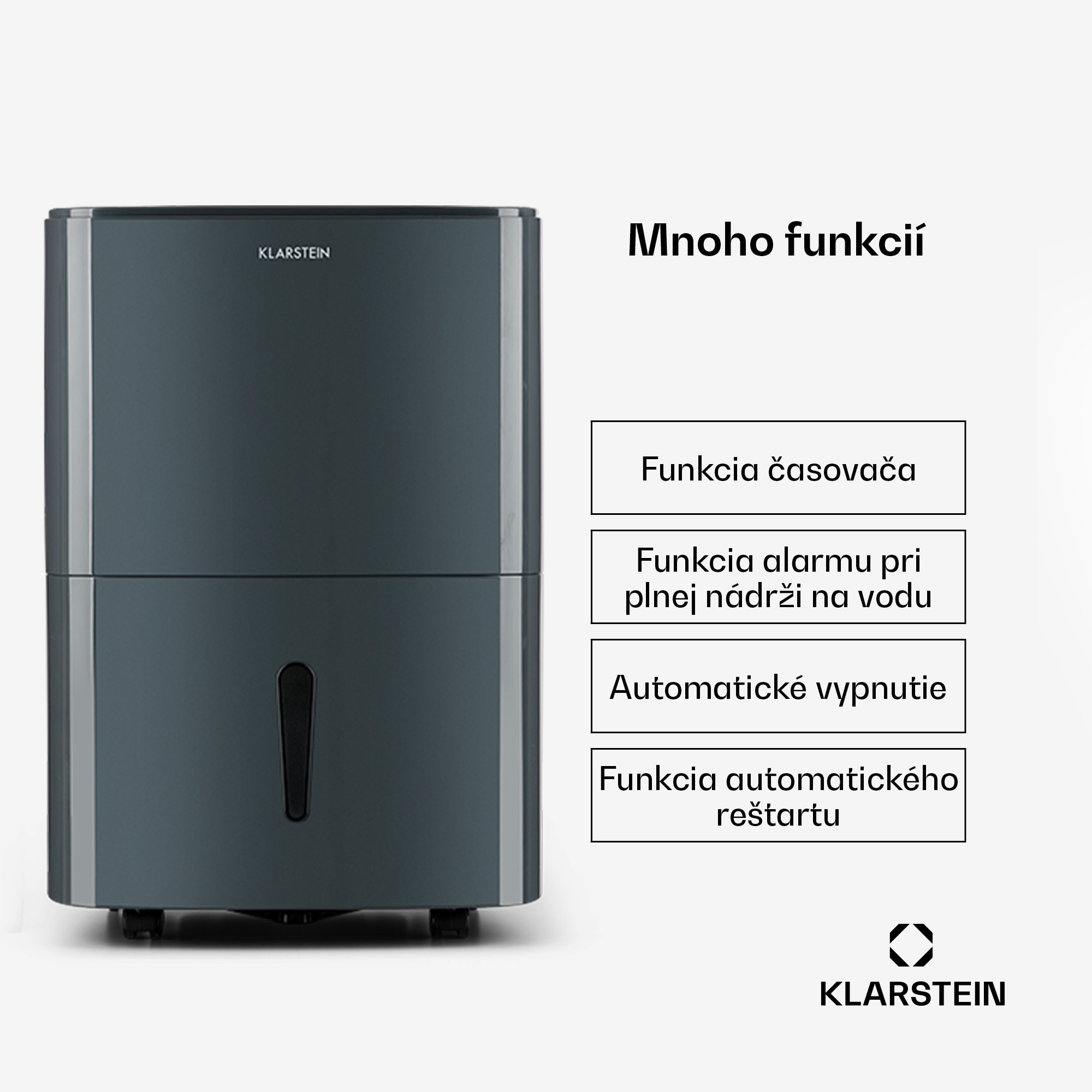 Klarstein DryFy20 Odvlhčovač vzduchu 420W 20l/d 230m³/h 35-50m² DrySelect 45dB Sivá – Obrázok 3