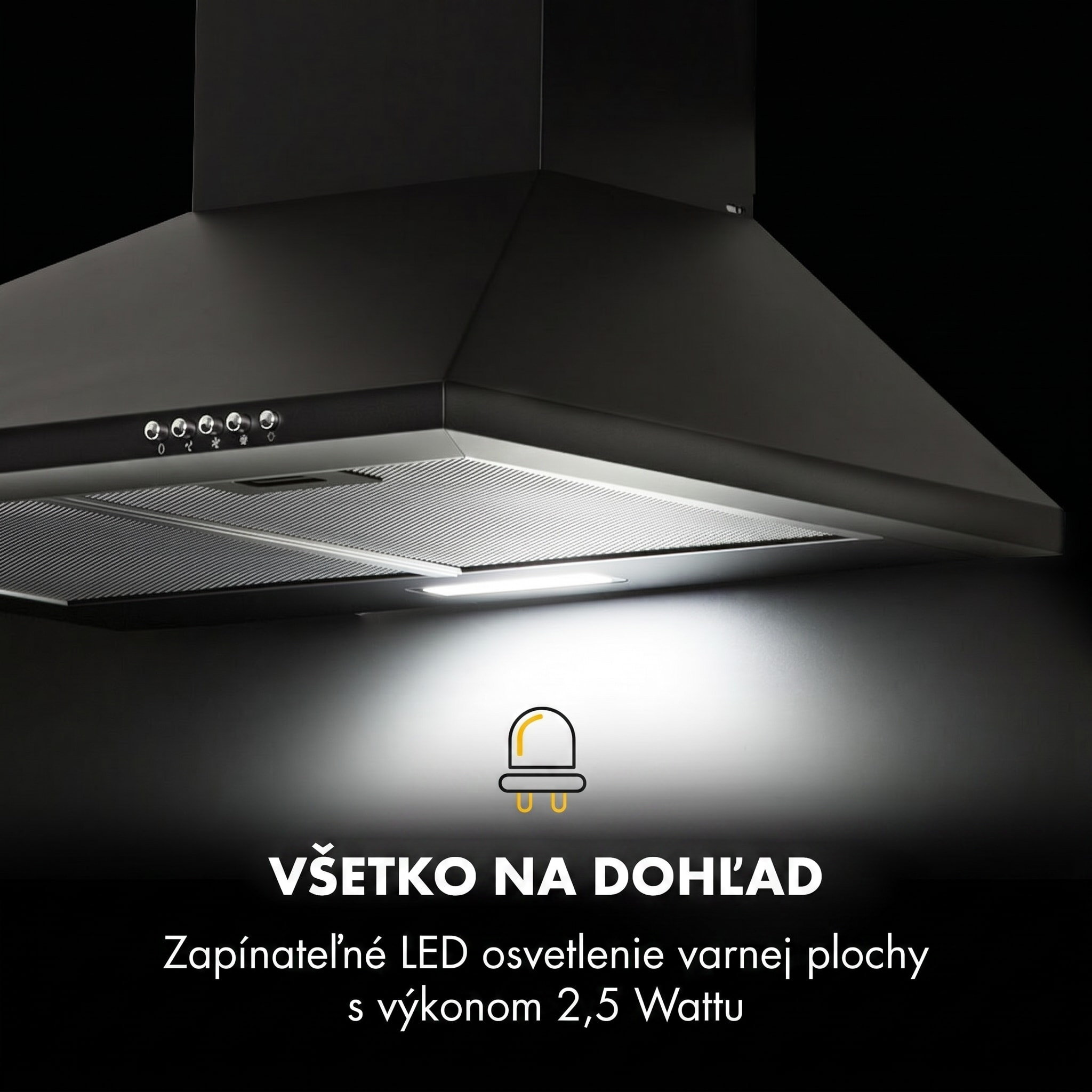Klarstein Zugspitze 60, digestor, 60 cm, nástenný, 337 m³/h, LED, čierny – Obrázok 4