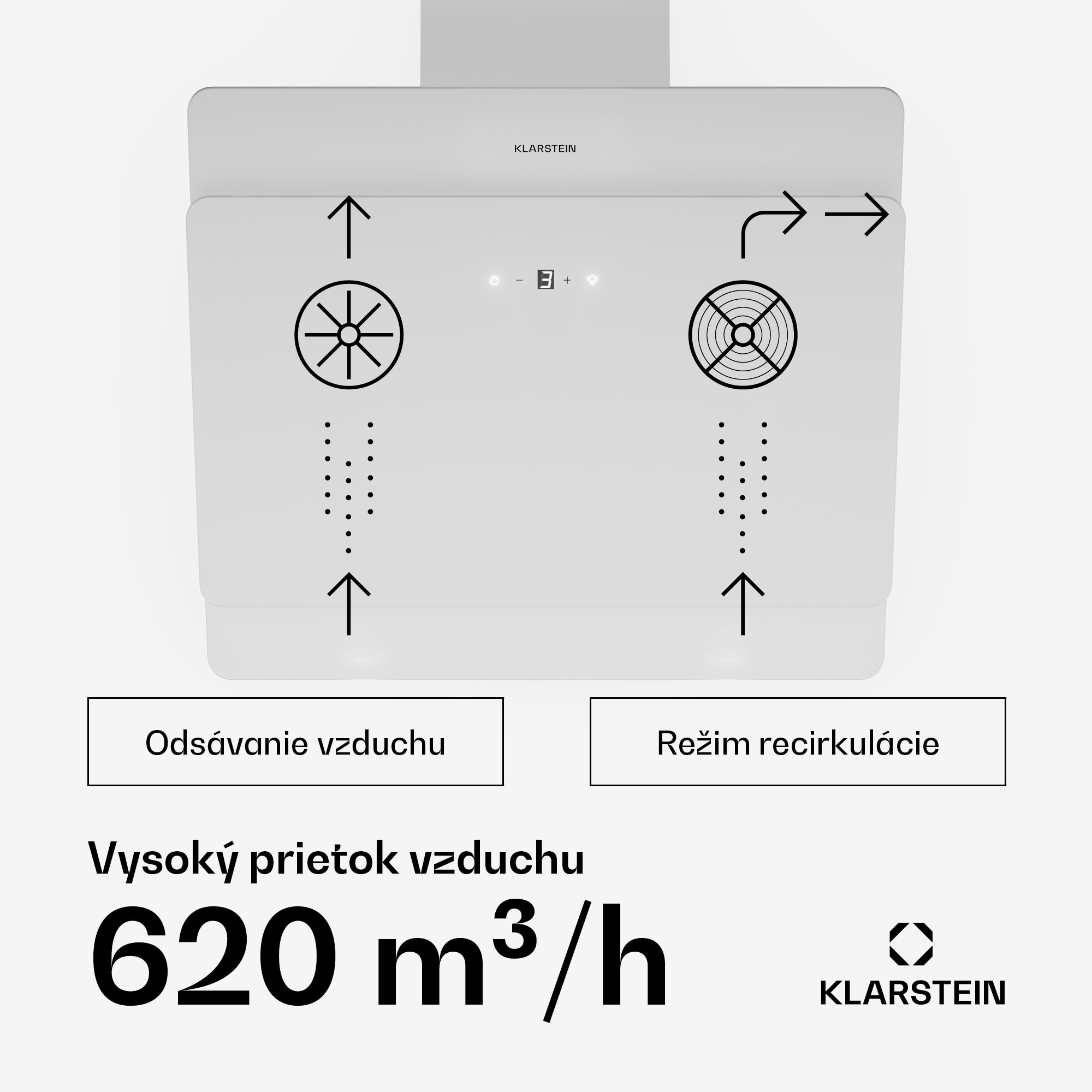 Klarstein Aurica 60, digestor, 60 cm, nástenný, 607 m³/h, LED, dotykové ovládanie, sklo, biely – Obrázok 2