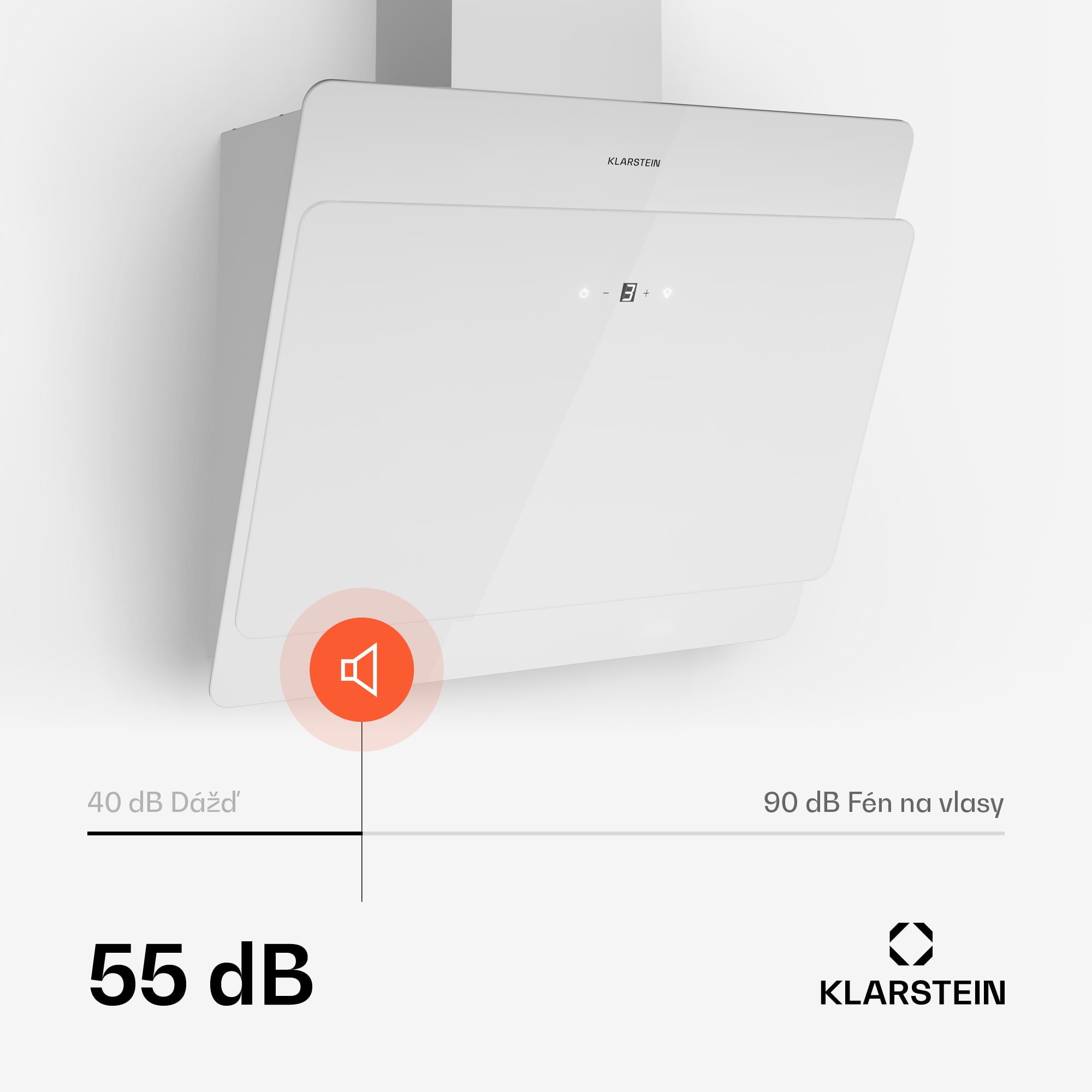 Klarstein Aurica 60, digestor, 60 cm, nástenný, 607 m³/h, LED, dotykové ovládanie, sklo, biely – Obrázok 3