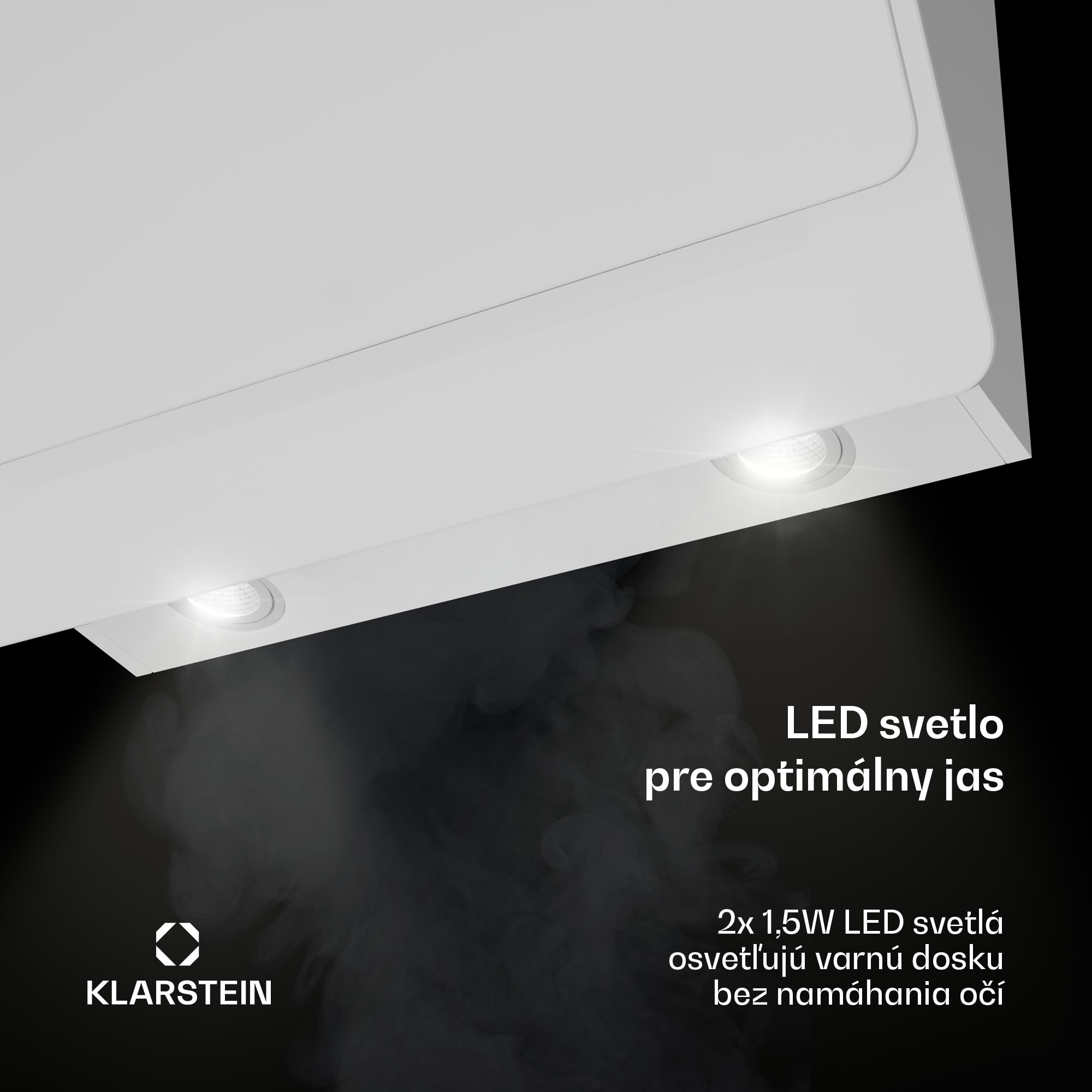 Klarstein Aurica 60, digestor, 60 cm, nástenný, 607 m³/h, LED, dotykové ovládanie, sklo, biely – Obrázok 4