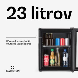 Klarstein Brooklyn 23, mini chladnička, sklenené dvierka, LED osvetlenie, police