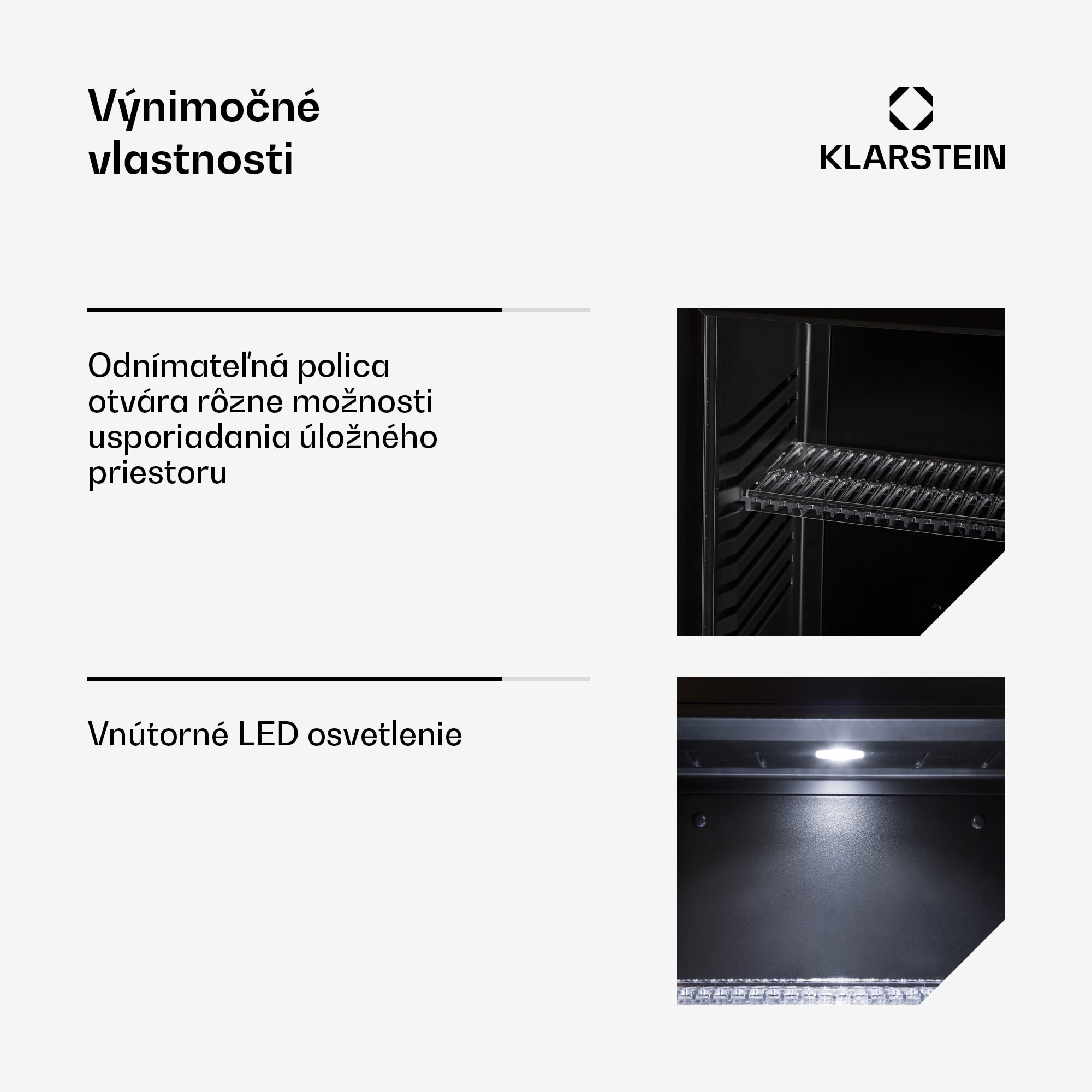 Klarstein Brooklyn 30, mini chladnička, so sklenenými dverami, LED osvetlenie, police – Obrázok 4