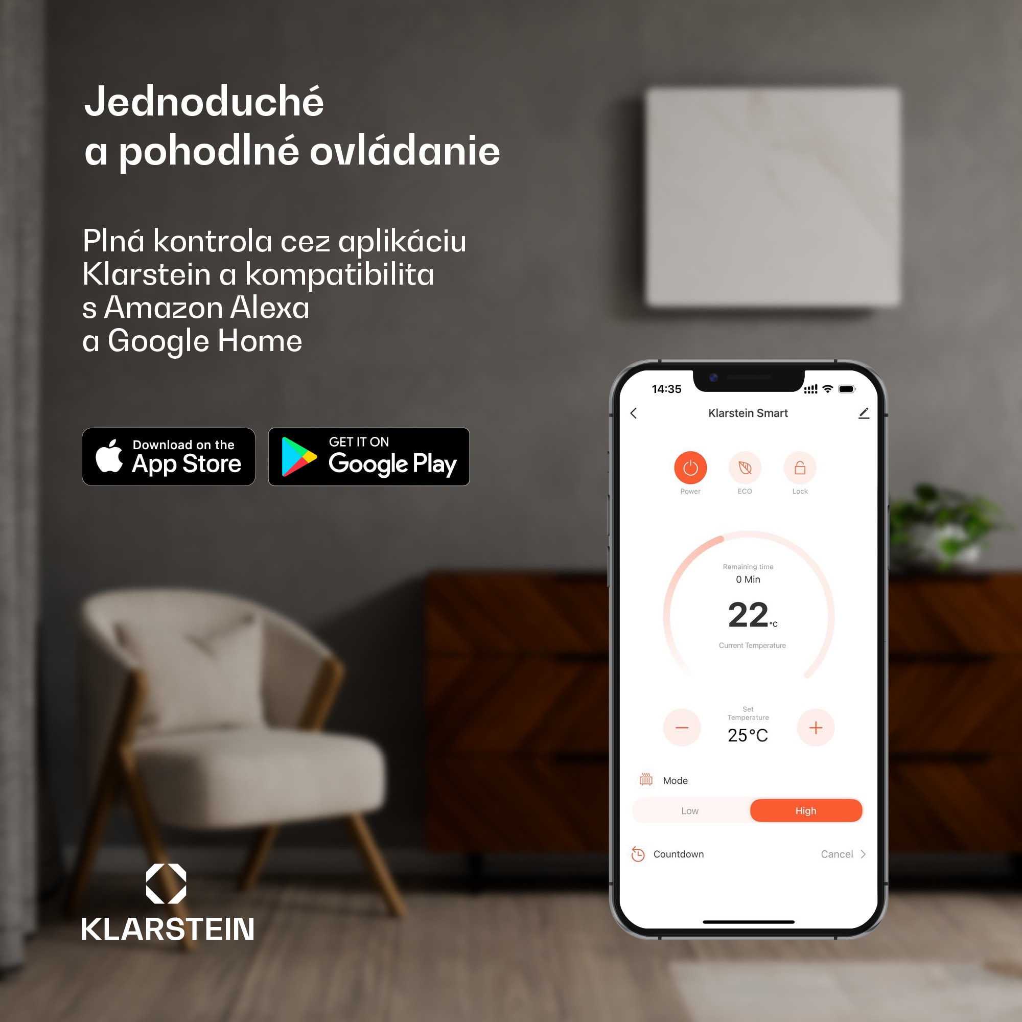 Klarstein Wonderwall Smart infračervený ohrievač 60x120cm App 720W časovač IP24