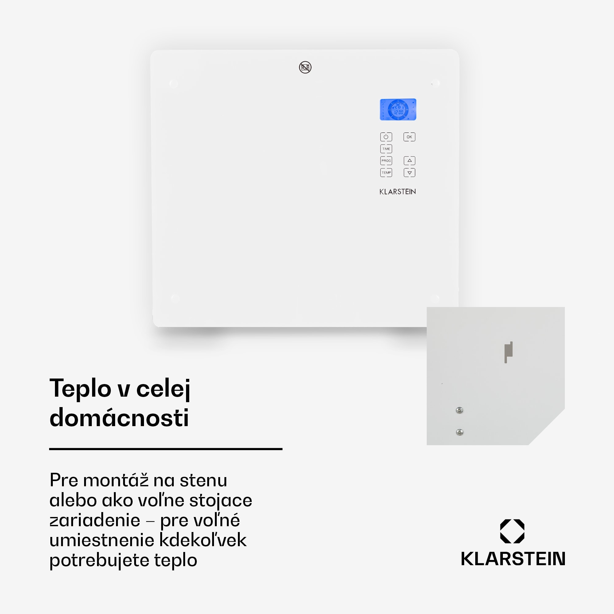 Klarstein Norderney, konvektor, 1000 W, termostat, časovač, 20 m², biely – Obrázok 3