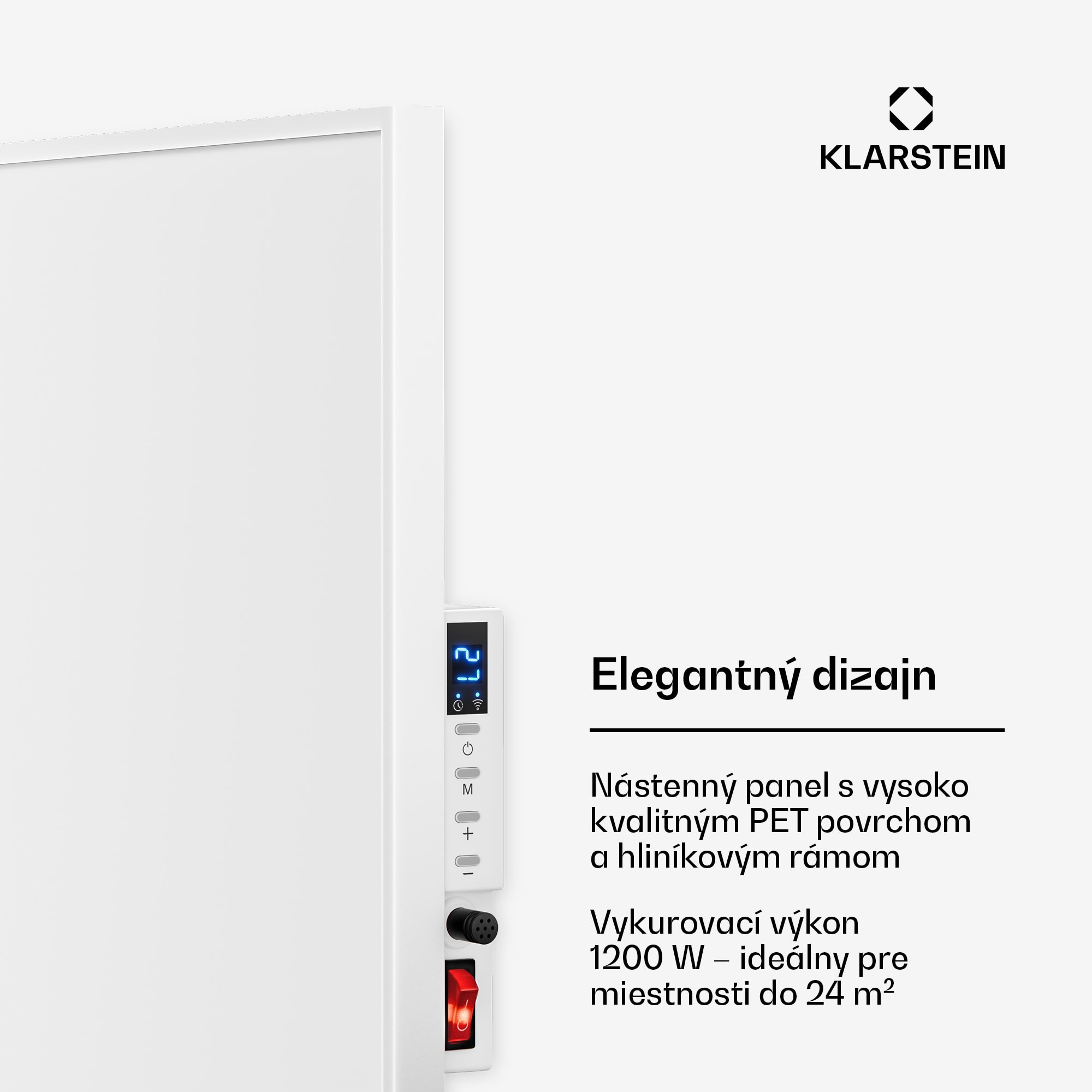 Klarstein Wonderwall 1200 Smart, infračervený ohrievač, 100 x 120 cm, 1200 W, týždenný časovač, IP24, biely – Obrázok 2