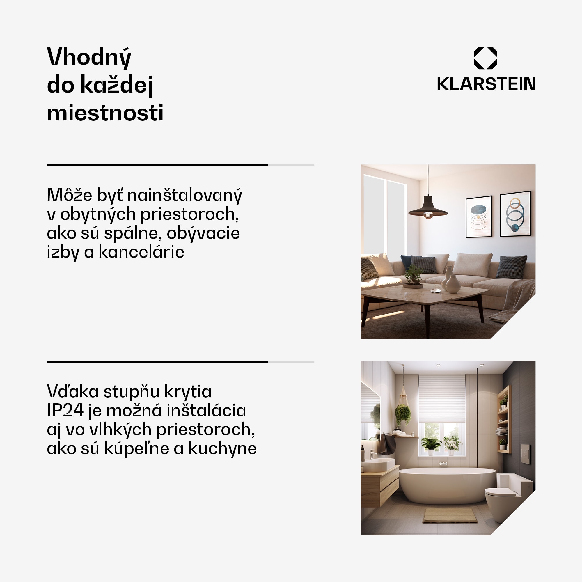 Klarstein Wonderwall 1200 Smart, infračervený ohrievač, 100 x 120 cm, 1200 W, týždenný časovač, IP24, biely – Obrázok 4
