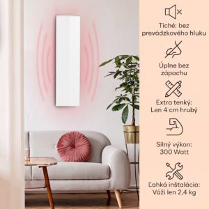 Klarstein Wonderwall 30, infračervený ohrievač, 30 x 100 cm, 300 W, týždenný časovač, IP24