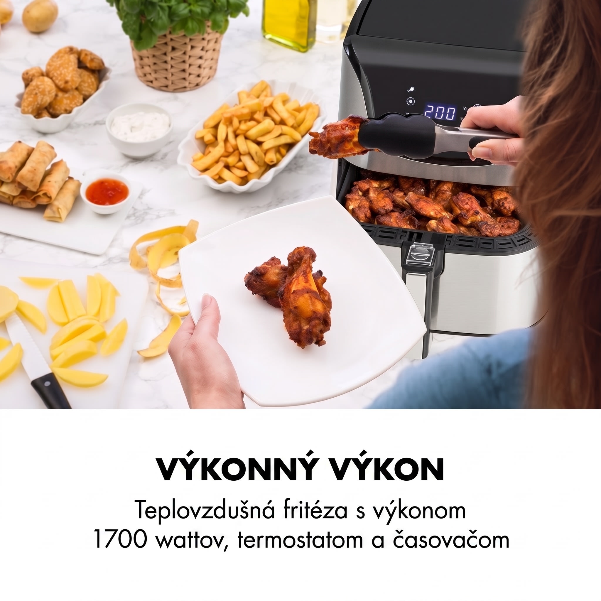 Klarstein AeroVital Deluxe, teplovzdušná fritéza, 1700 W, 5 l, nehrdzavejúca oceľ – Obrázok 2