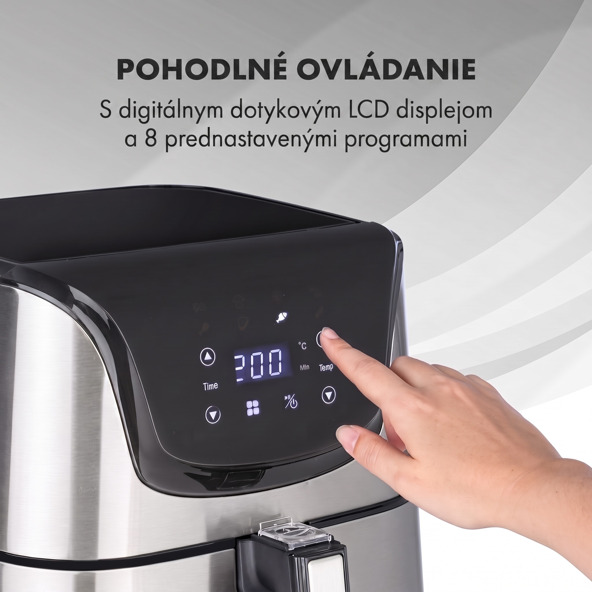 Klarstein AeroVital Deluxe, teplovzdušná fritéza, 1700 W, 5 l, nehrdzavejúca oceľ – Obrázok 3