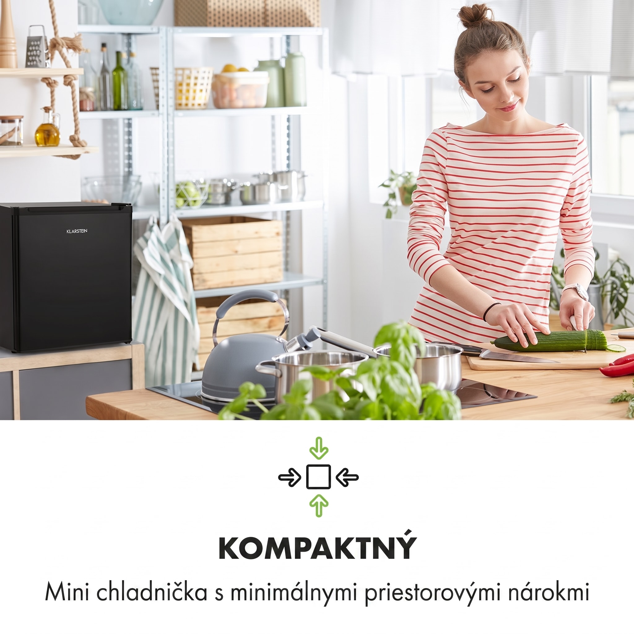 Klarstein Snoopy Eco, mini chladnička, mraziaci priečinok, 41 l, energet. trieda F, 39 dB, čierna