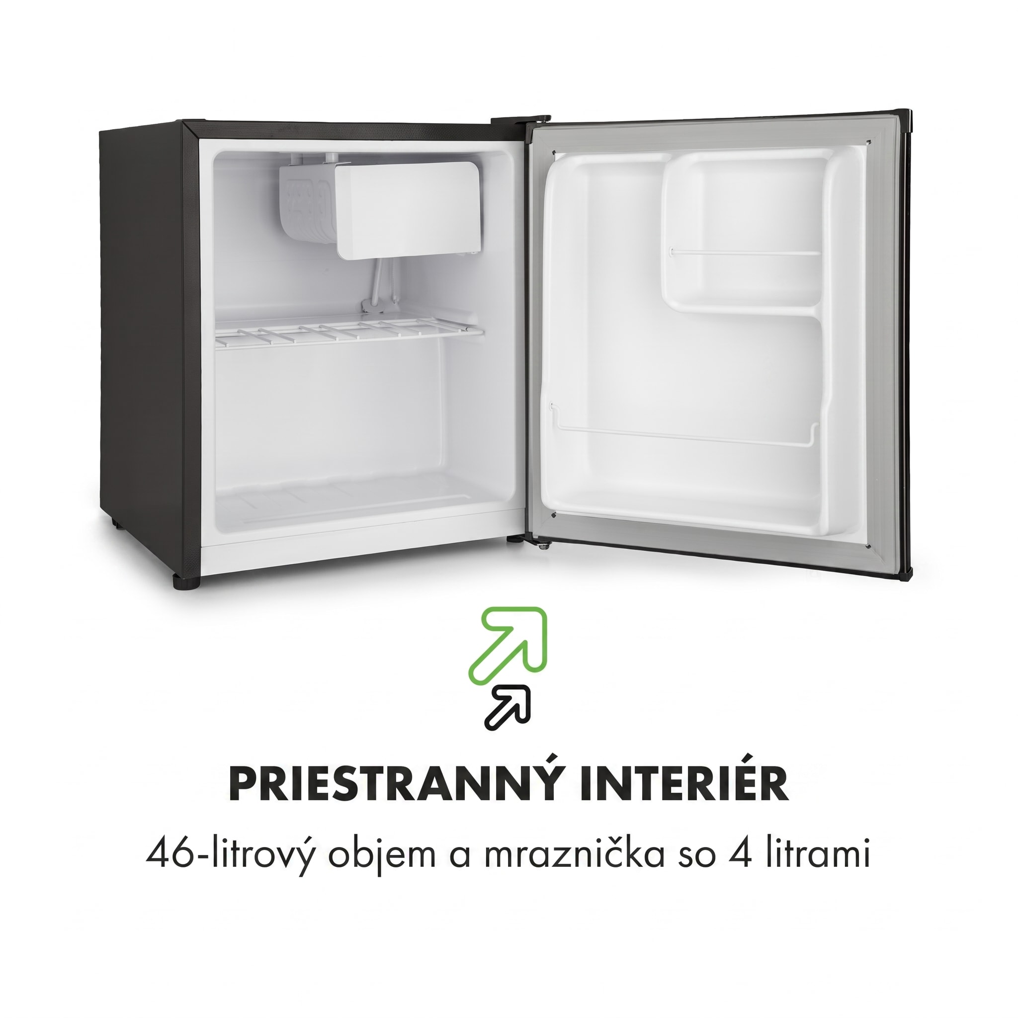Klarstein Snoopy Eco, mini chladnička, mraziaci priečinok, 41 l, energet. trieda F, 39 dB, čierna – Obrázok 2