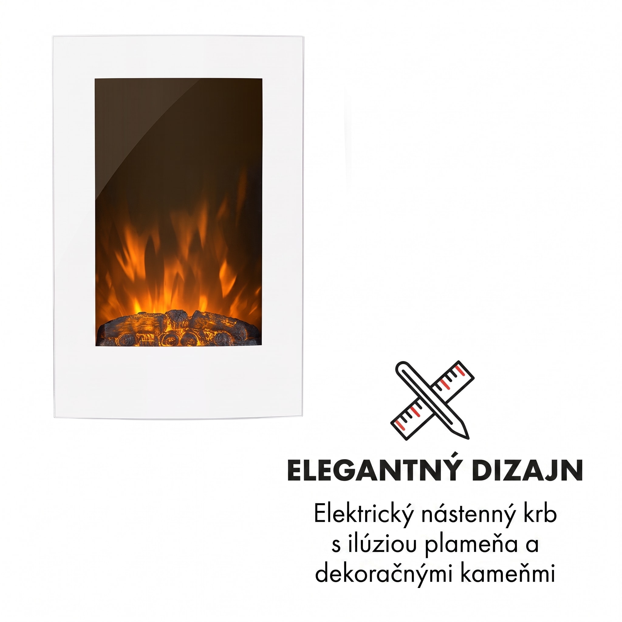 Klarstein Lausanne Vertical elektrický krb 1000 alebo 2000W s ohňovou ilúziou – Obrázok 2