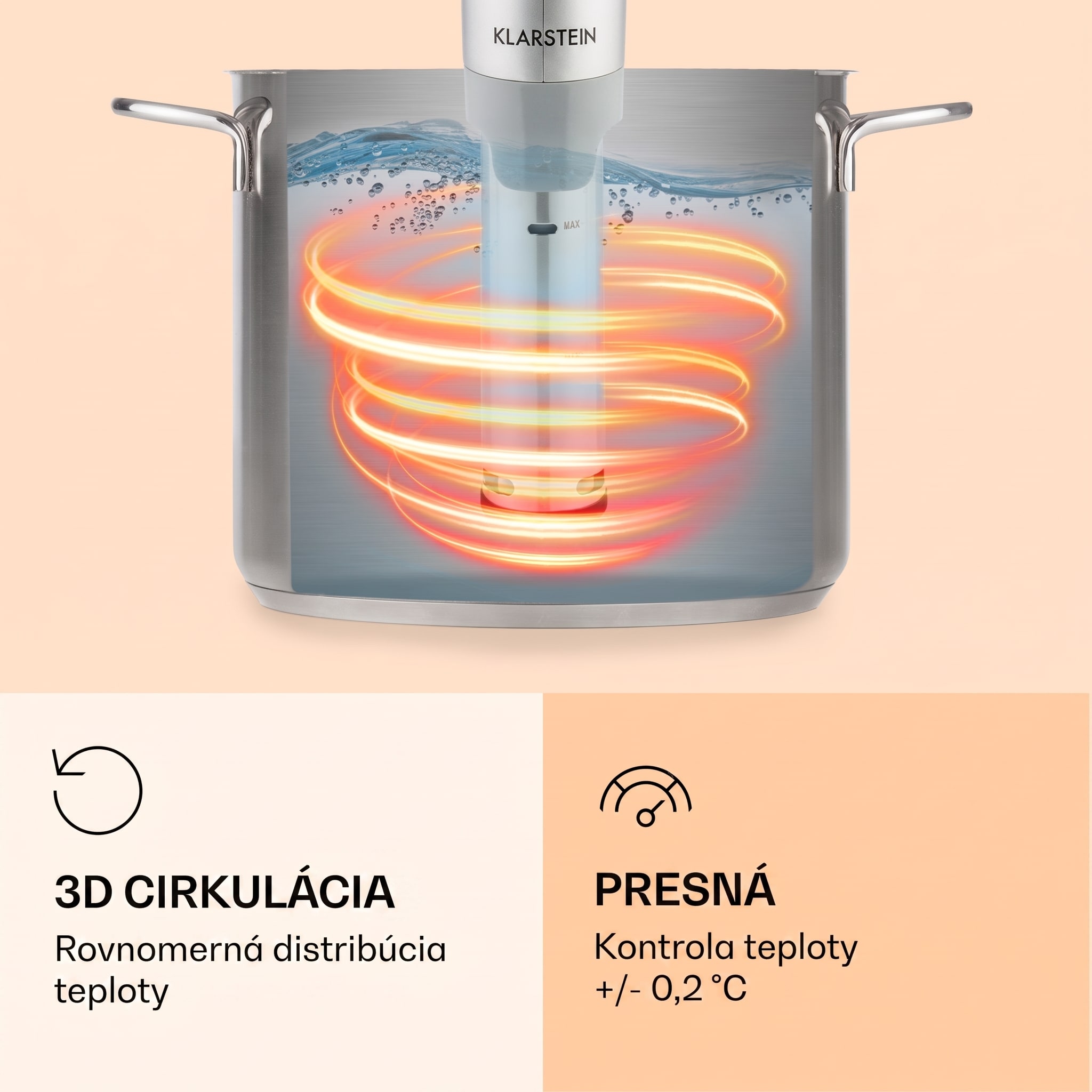 Klarstein Quickstick Flex 1300W 3D cirkulácia 0-95 °C IPX7 časovač strieborný – Obrázok 4