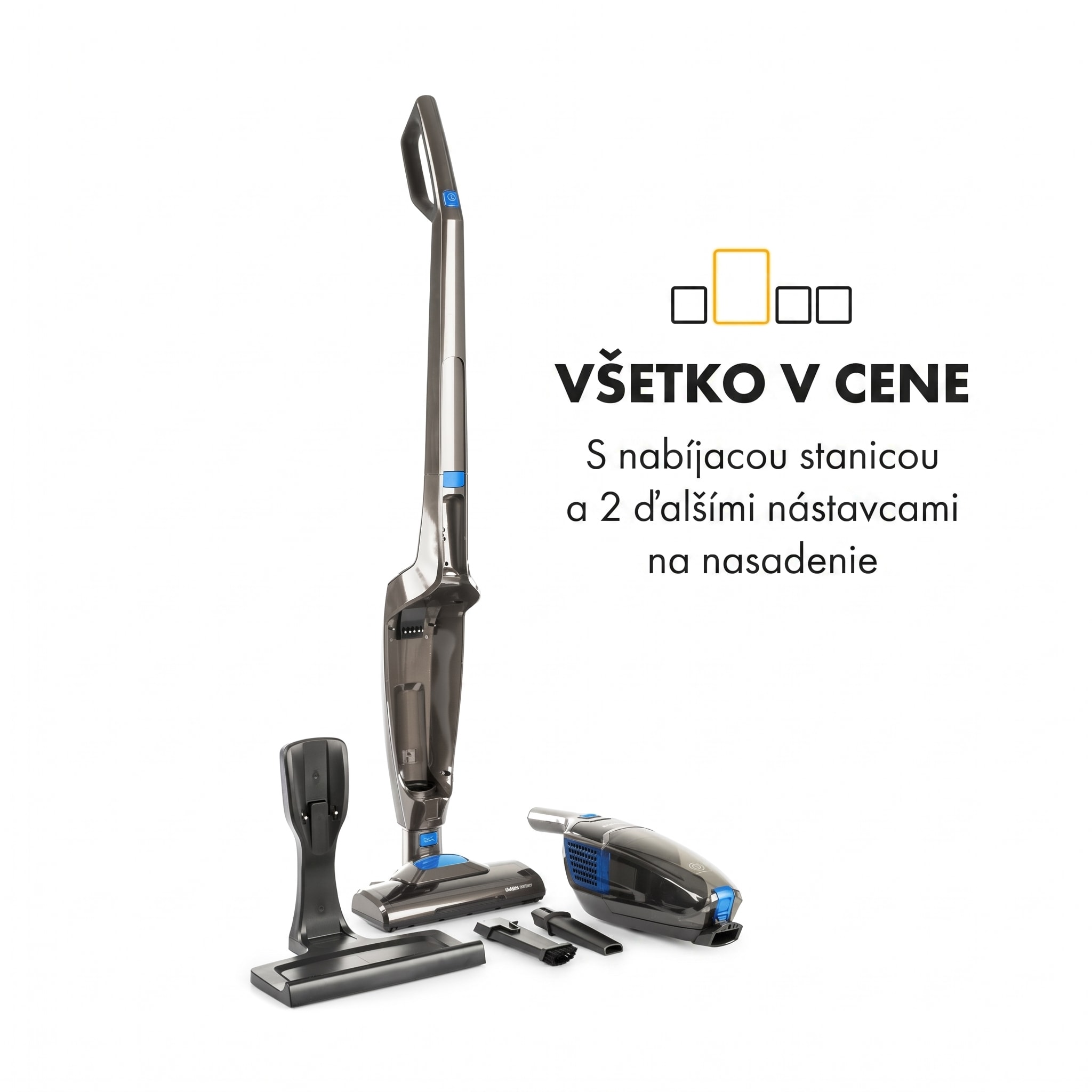 Klarstein TurboHybrid, vysávač, podlahový a ručný vysávač, antracitovo/modrý – Obrázok 2