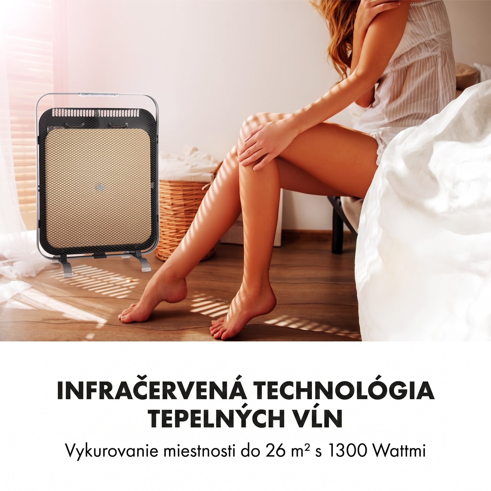 Klarstein HeatPal Marble Blackline, infračervený ohrievač, 1300 W, mramor, hliník – Obrázok 4