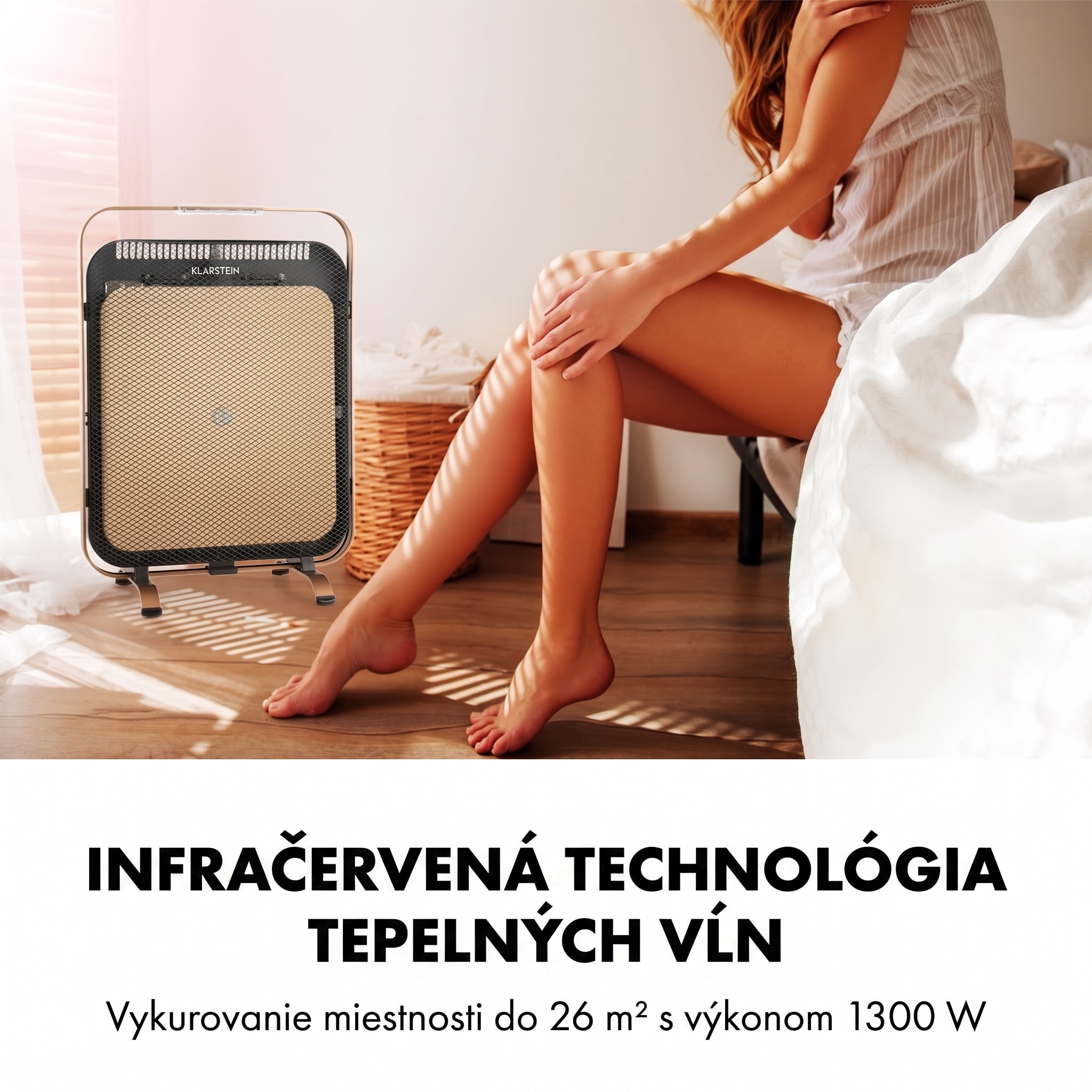 Klarstein HeatPal Marble Blackline, infračervený ohrievač, 1300 W, mramor, hliník – Obrázok 4
